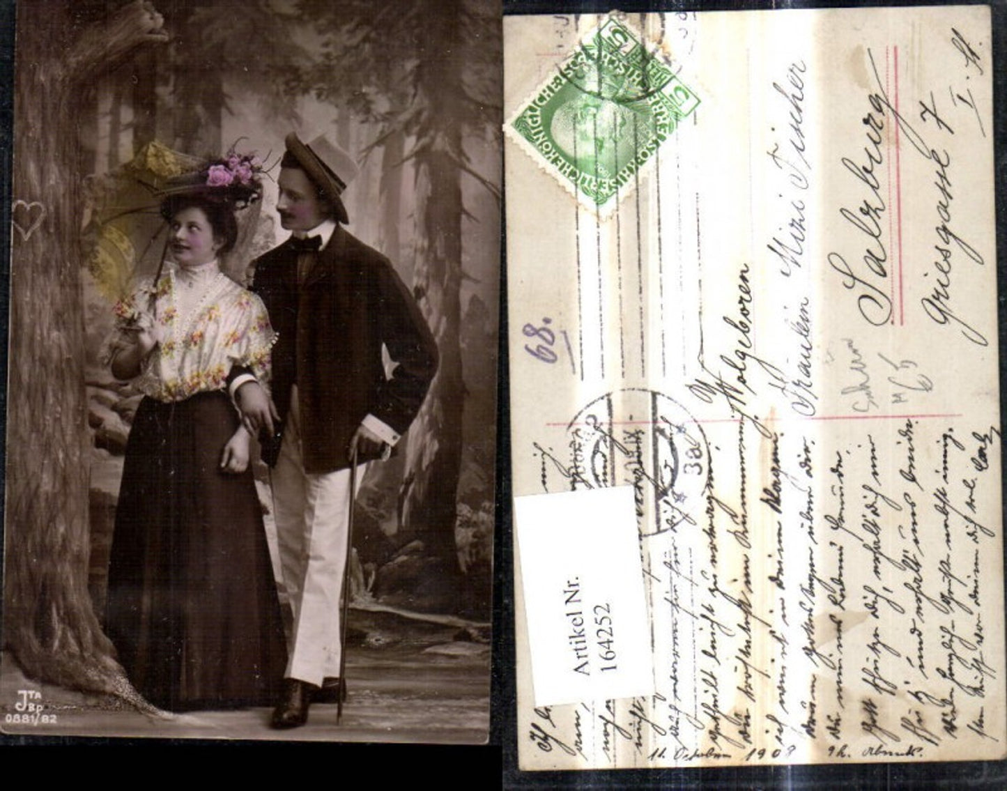 164252,Frau m. Hut Schirm Mann Liebe