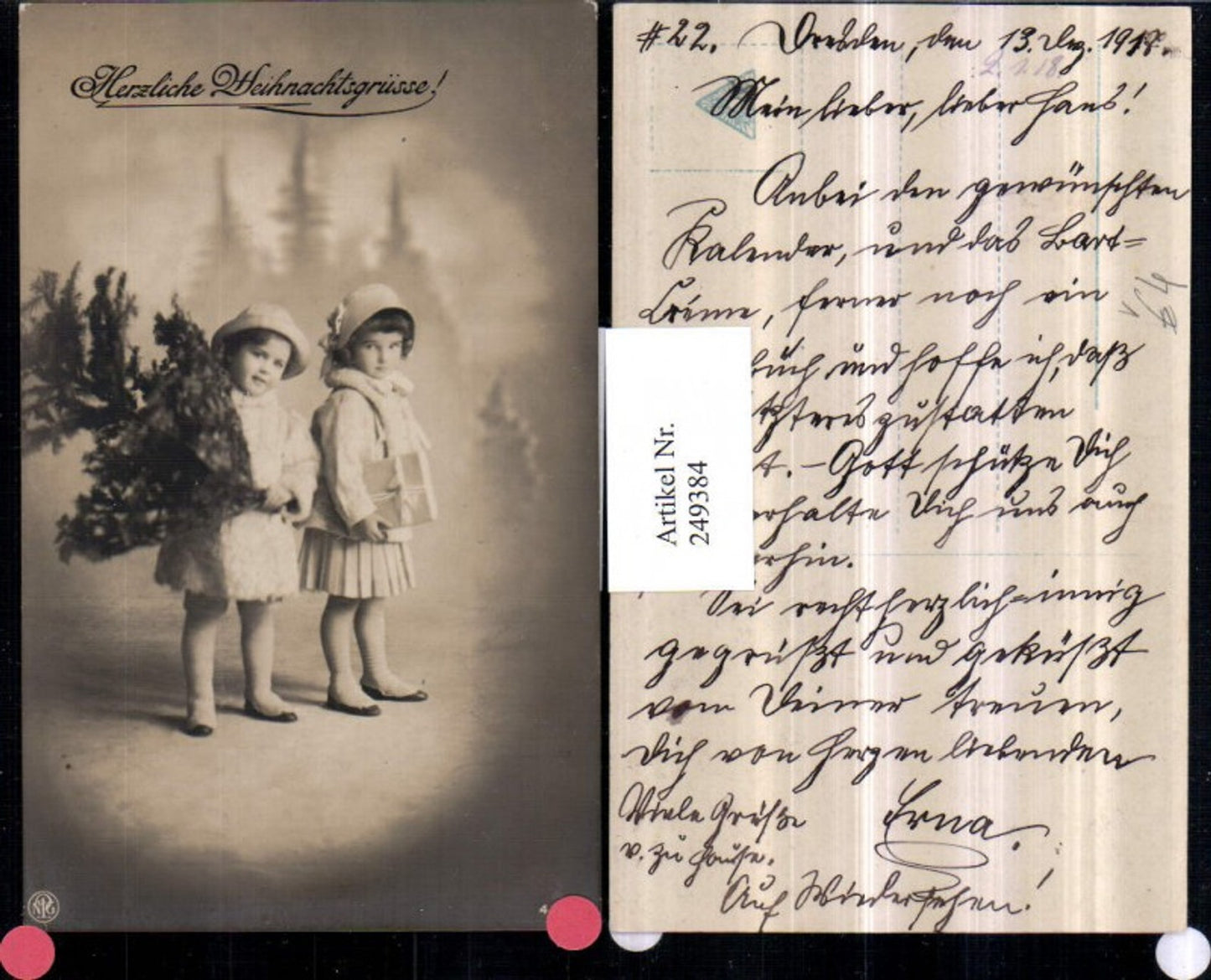 249384,Weihnachten Kinder m. Hüten Geschenk Tannenbaum pub NPG