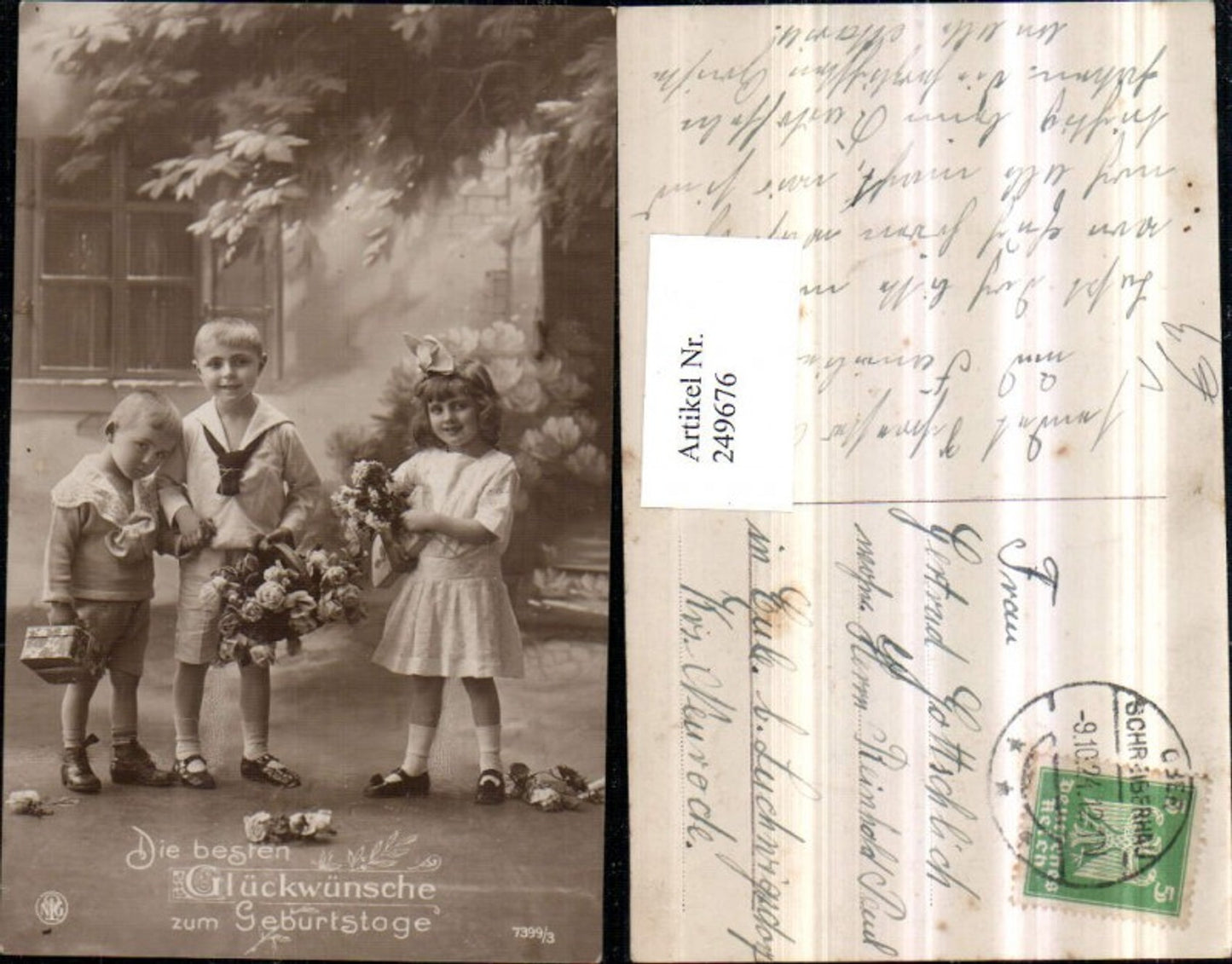 249676,Geburtstag Kinder m. Blumenstrauß Korb Rosen Geschenk pub NPG 7399/3