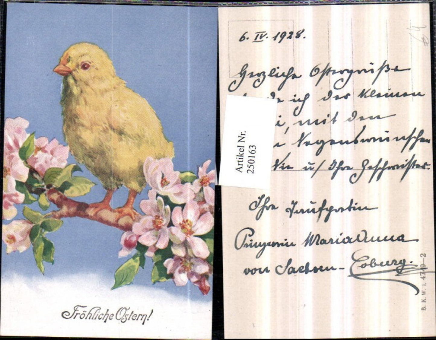 250163,Ostern Küken am Baumzweig Zweig m. Blüten