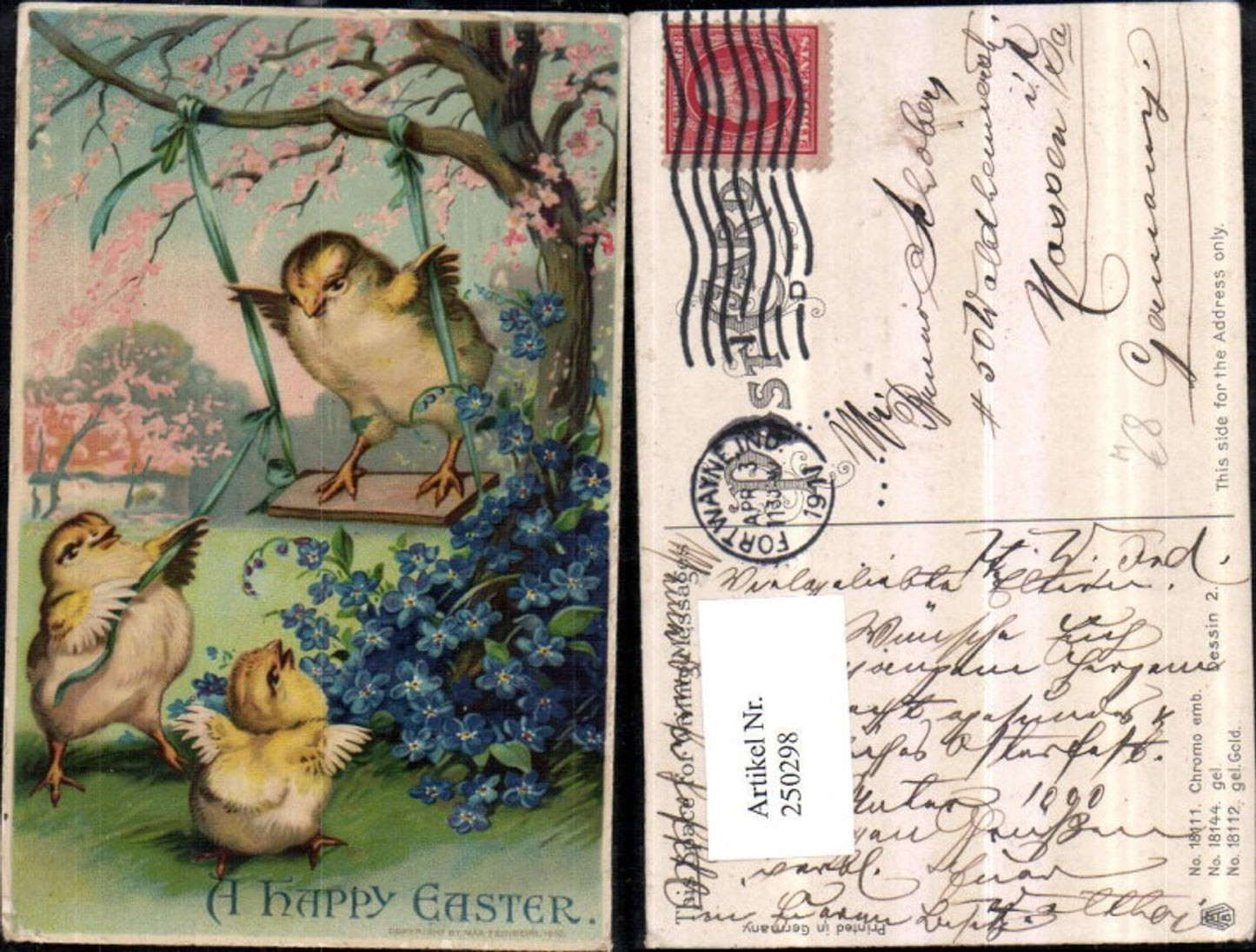 250298, Easter chicks b. Swings swing flowers tree