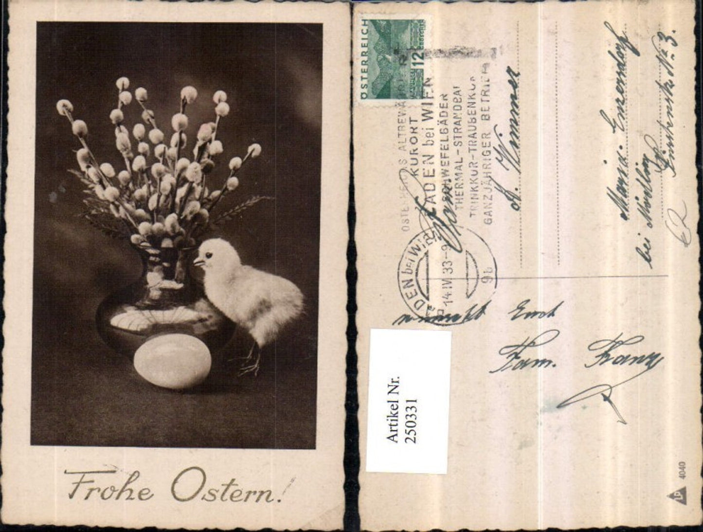 250331,Ostern Vase Palmkätzchen Palmzweige Küken Ei