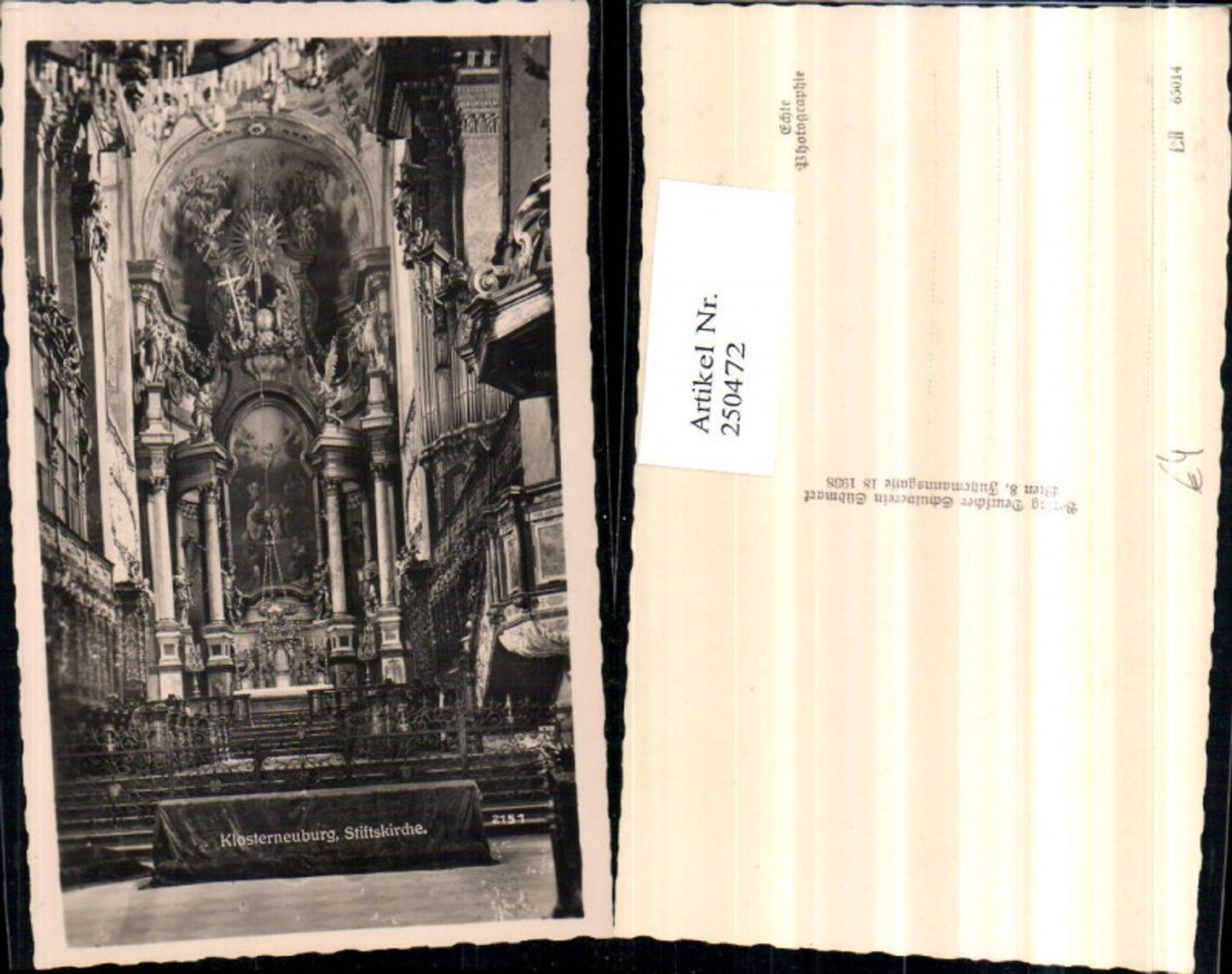 250472,Foto AK Klosterneuburg Stiftskirche Innenansicht pub Verlag Deutscher Schulverein Südmark 2151