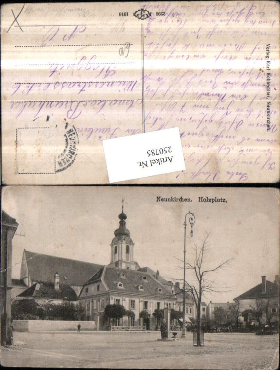 250785,Neunkirchen Holzplatz Platz Kirche Brunnen