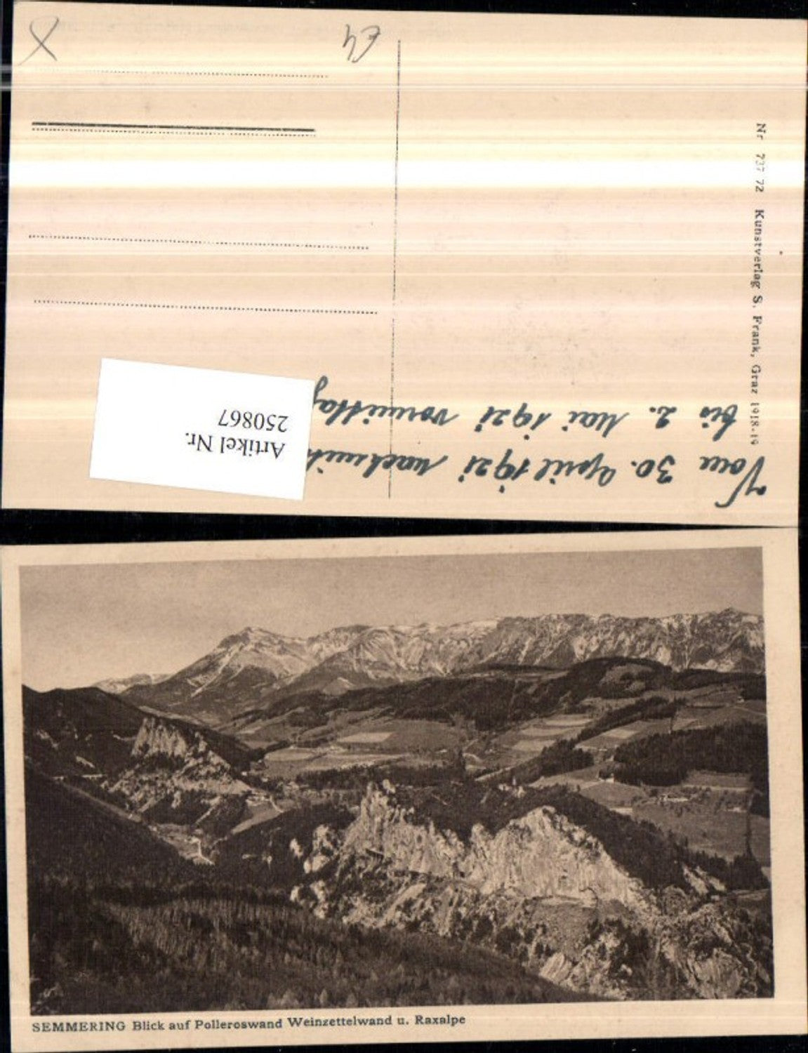250867,Semmering Blick auf Polleroswand Weinzettelwand u. Raxalpe