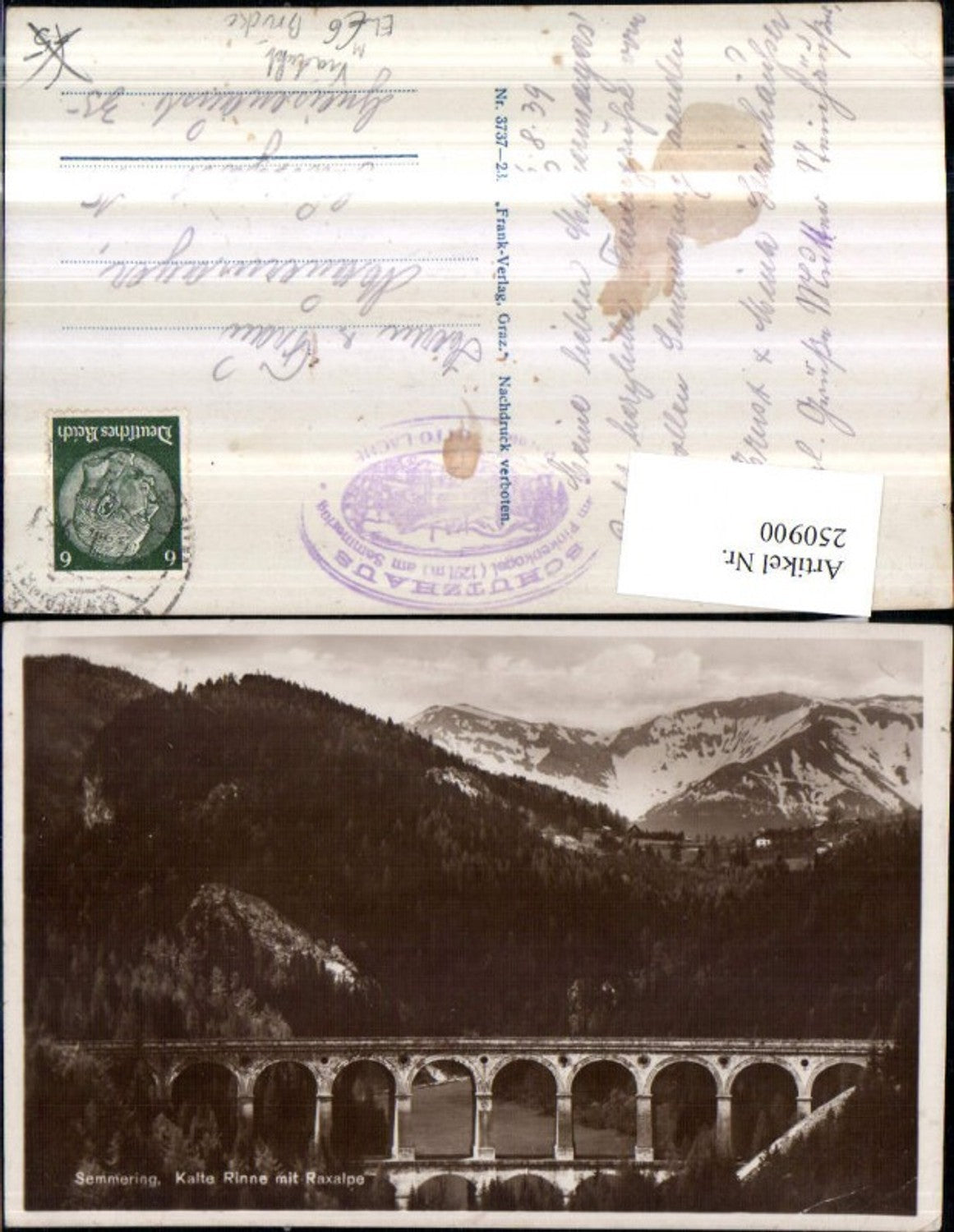 250900,Semmering Eisenbahnlinie Kalte Rinne m. Raxalpe Viadukt Brücke