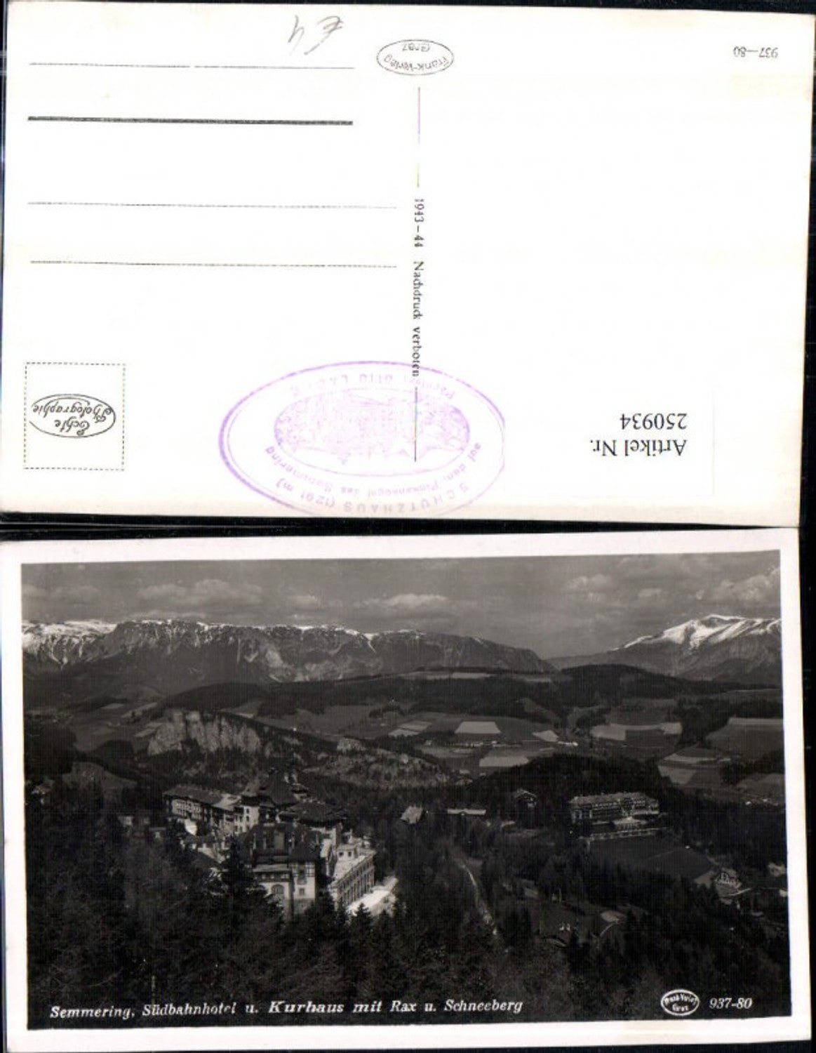 250934,Semmering Südbahnhotel u. Kurhaus m. Rax u. Schneeberg