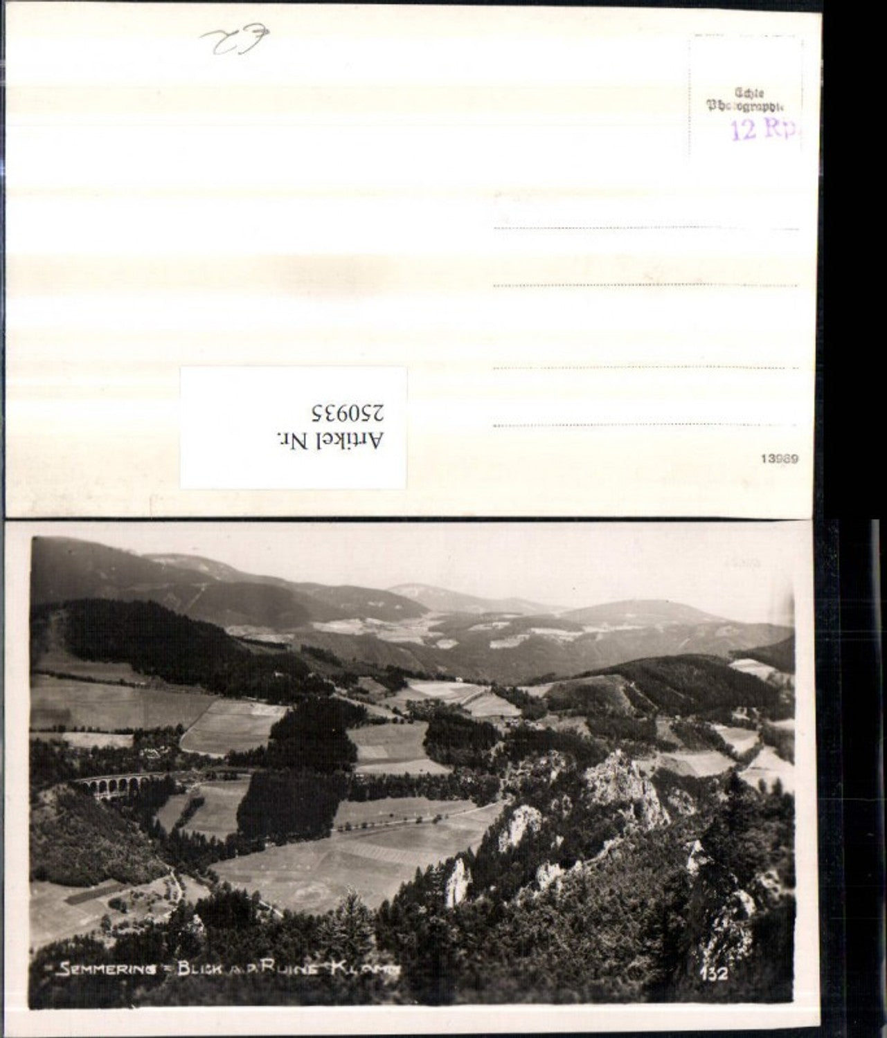 250935,Semmering Blick auf d. Ruine Klamm