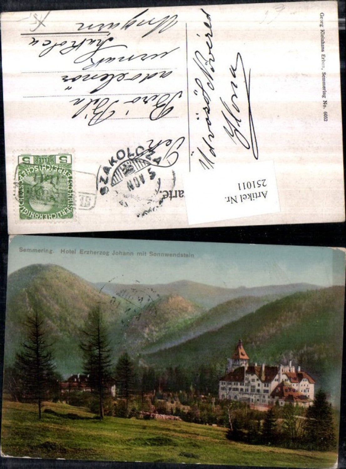 251011,Semmering Hotel Erzherzog Johann m. Sonnwendstein