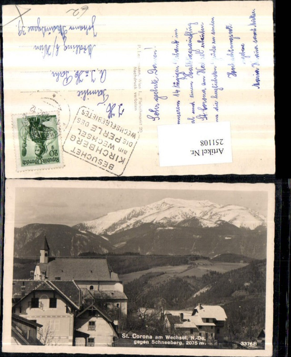 251108,St. Corona am Wechsel Teilansicht Kirche geg. Schneeberg