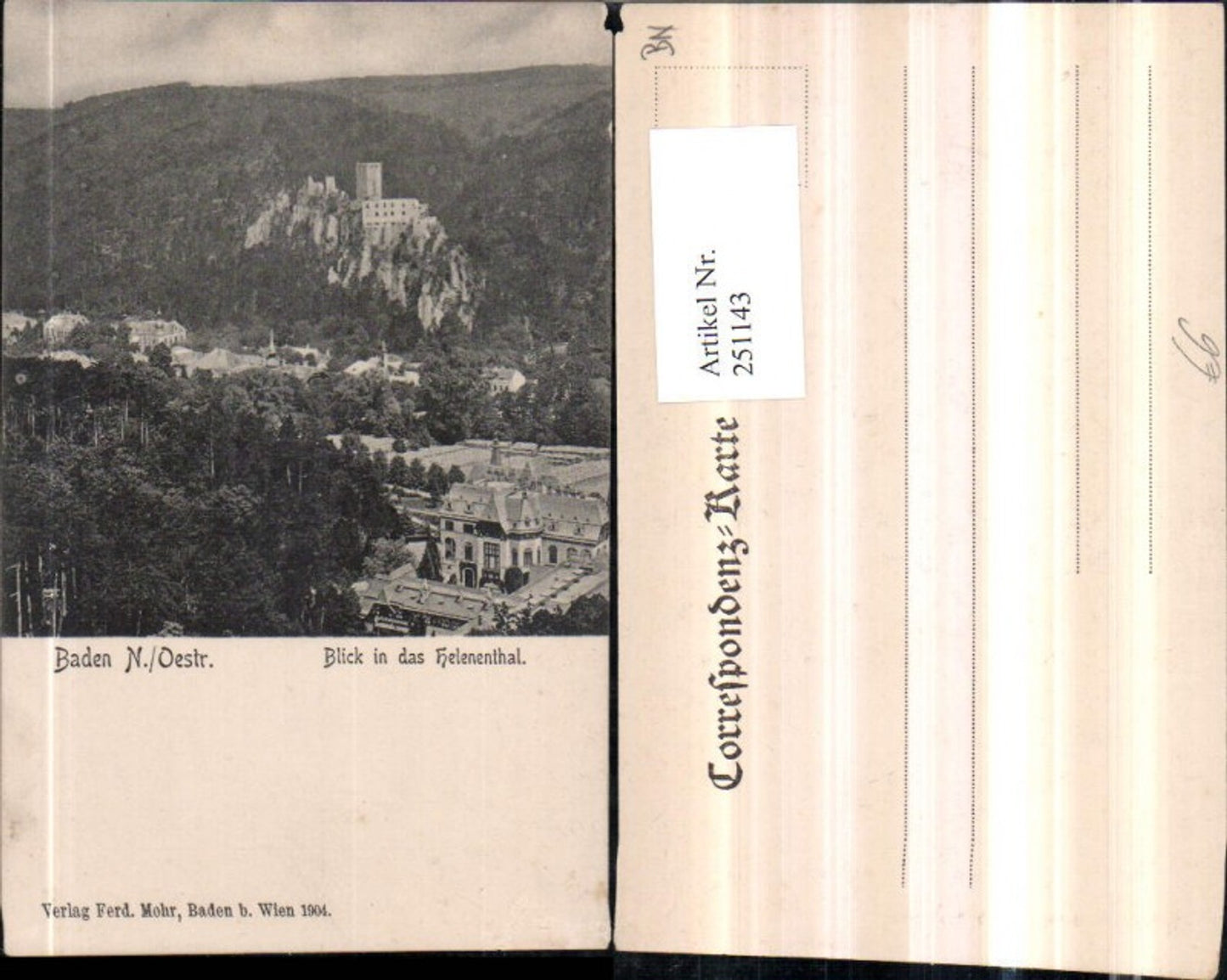 251143,Baden Blick in das Helenental Burg Ruine