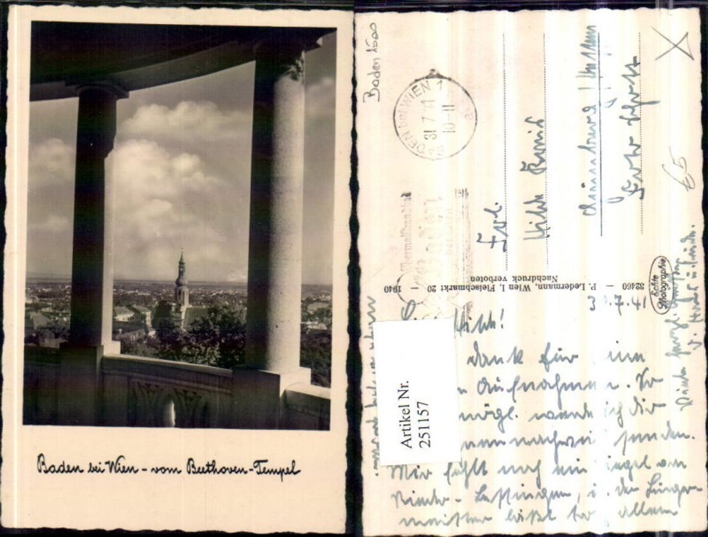 251157,Baden b. Wien Teilansicht Blick auf d. Kirche vom Beethoven-Tempel