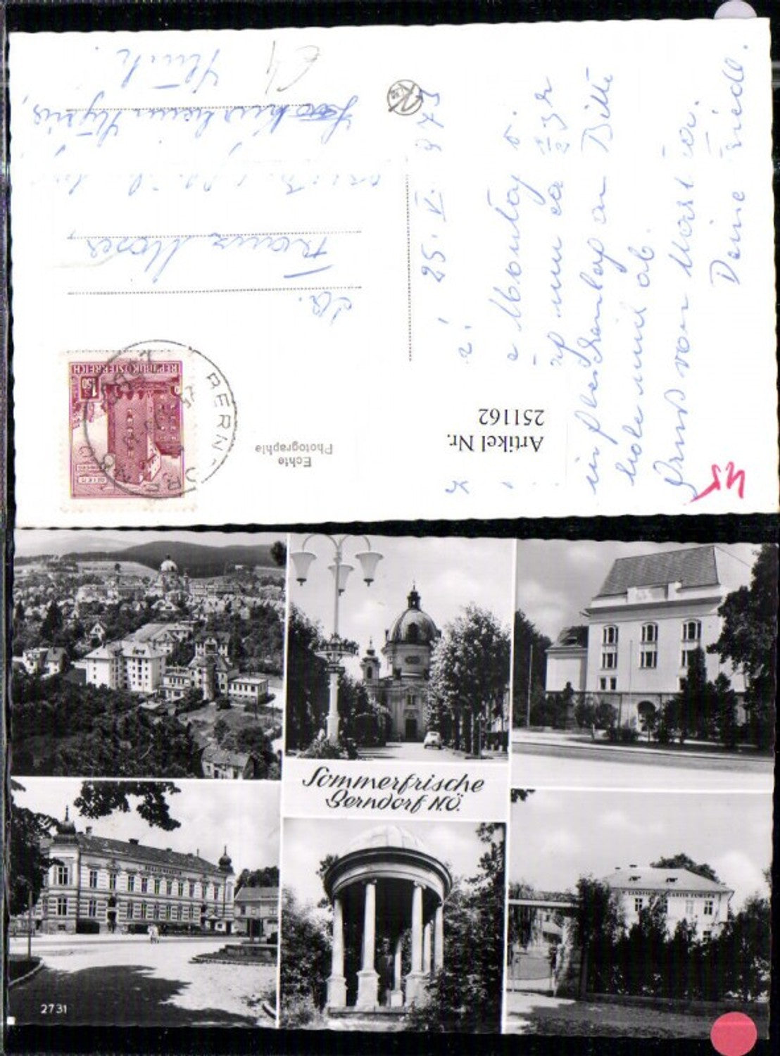 251162,Berndorf Totale Kirche Tempel Realgymnasium Schule Landeskindergarten Europa Mehrbildkarte