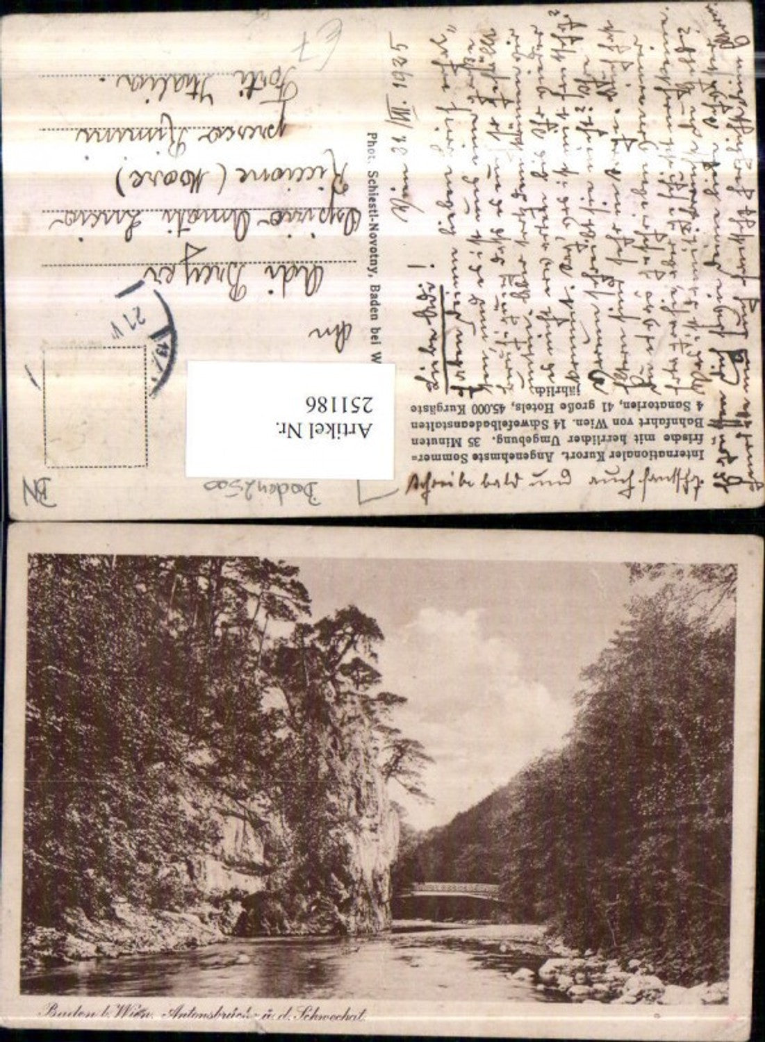 251186,Baden b. Wien Antonsbrücke über d. Schwechat Partie