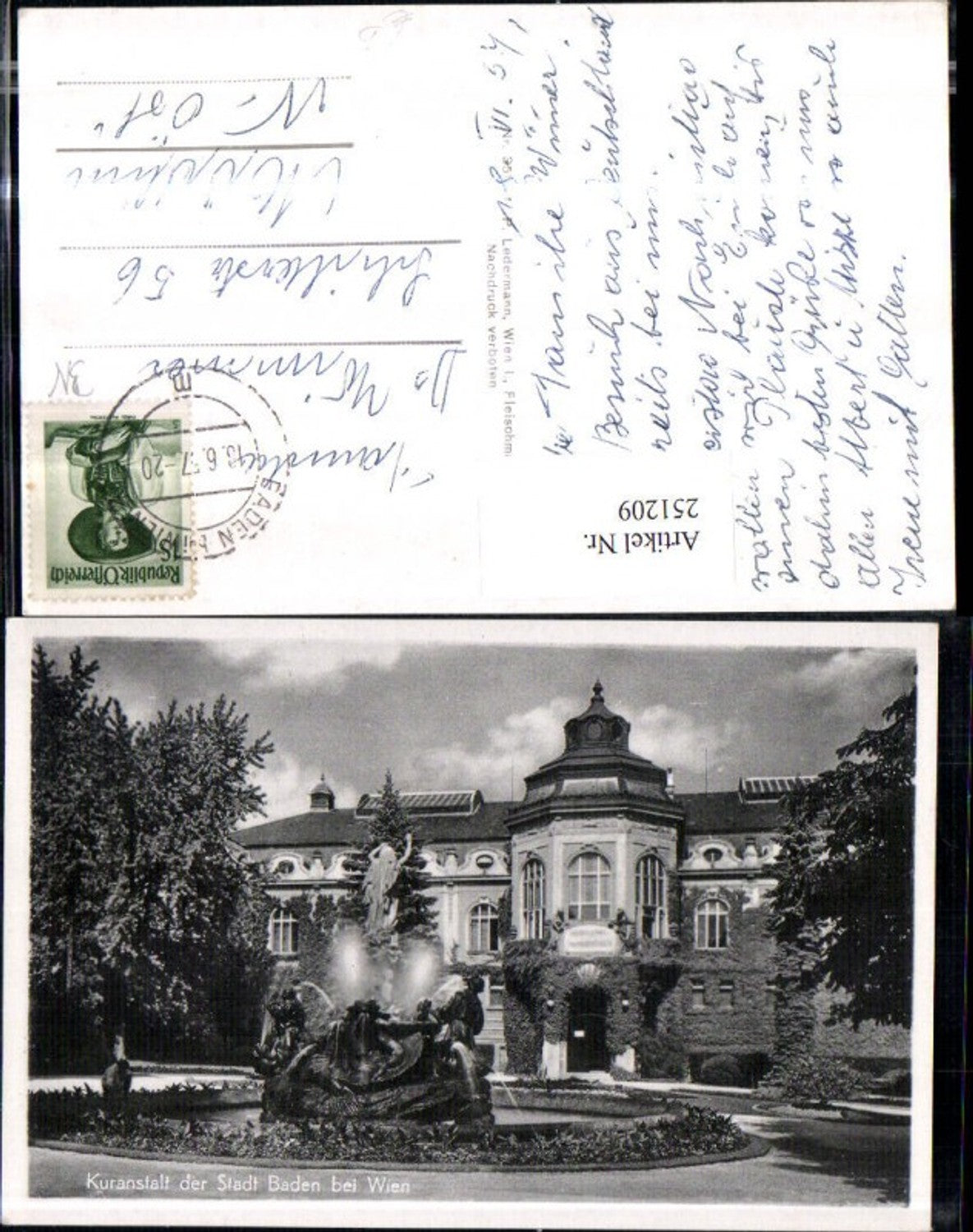 251209,Baden b. Wien Kuranstalt Springbrunnen Brunnen