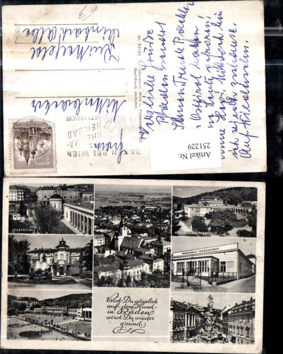 251229,Baden b. Wien Totale Kurhaus Trinkhalle Johannesbad Josefsplatz Strandbad Hauptplatz Mehrbildkarte