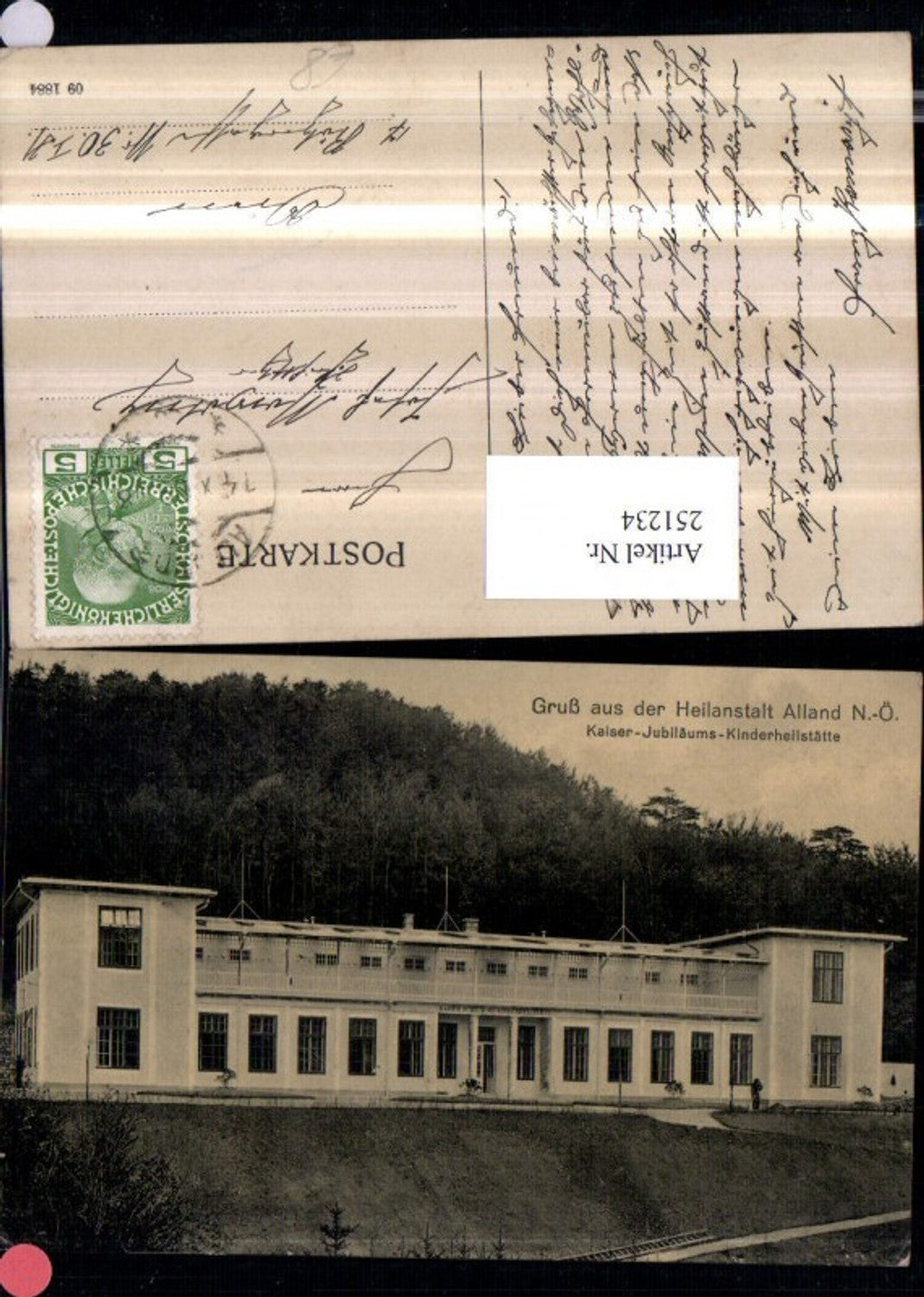 251234,Gruß aus d. Heilanstalt Alland Kaiser-Jubiläums-Kinderheilstätte