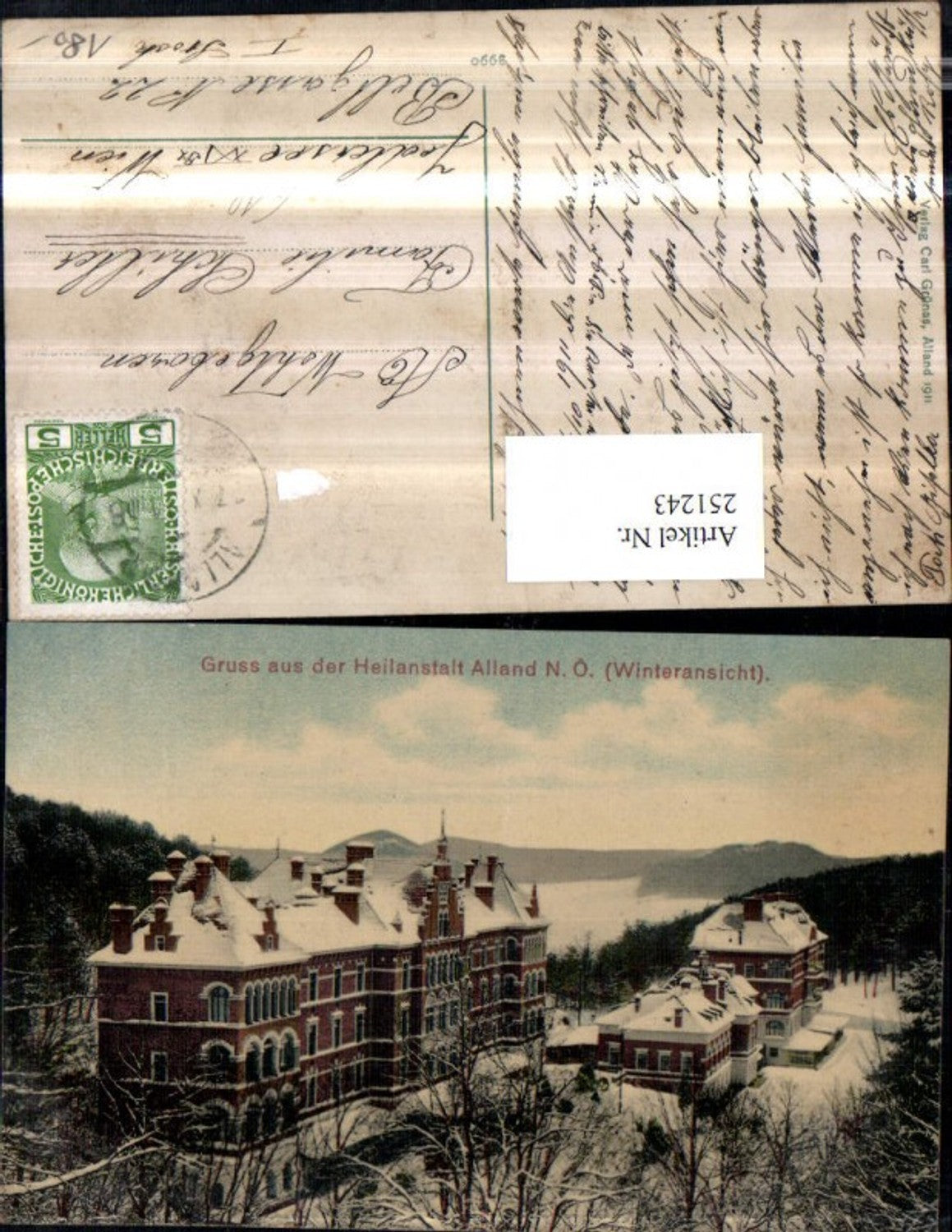 251243,Gruß aus d. Heilanstalt Alland im Gebirge Winterbild