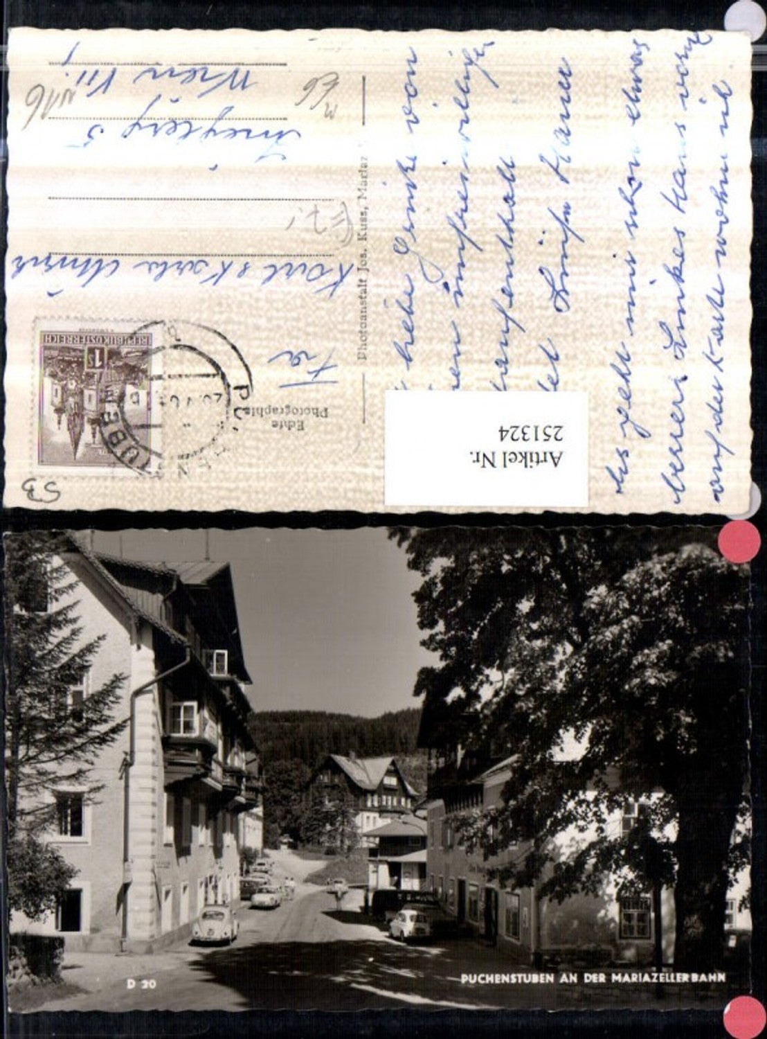 251324,Puchenstuben an d. Mariazellerbahn Straßenansicht Häuser VW-Käfer