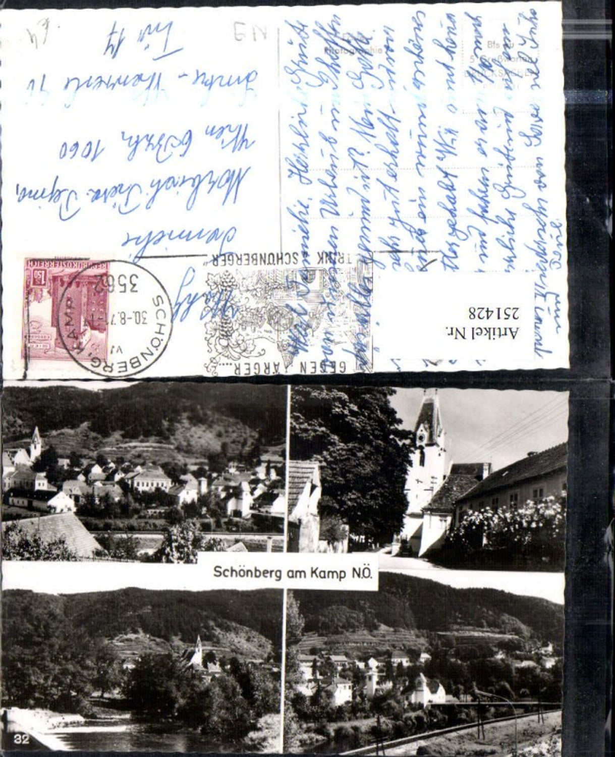 251428,Schönberg am Kamp Totale Kirchenturm Mehrbildkarte