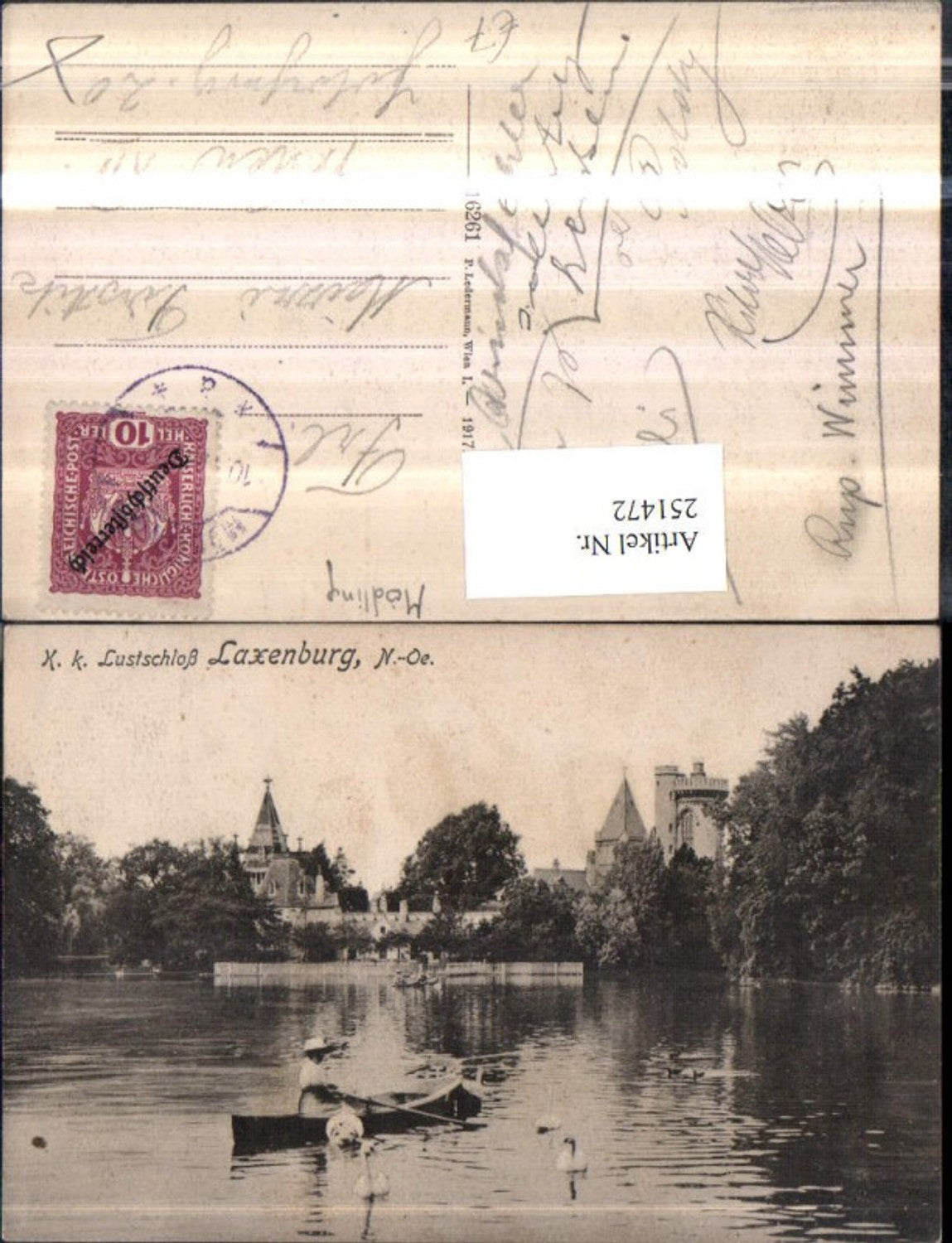 251472,K. k. Lustschloss Schloss Laxenbug Ruderboot Schwäne