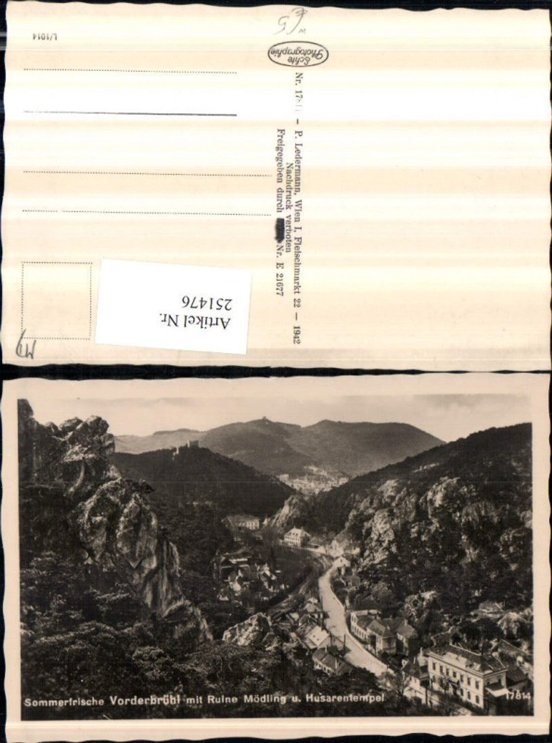 251476,Vorderbrühl Totale m. Ruine Mödling u. Husarentempel b. Mödling