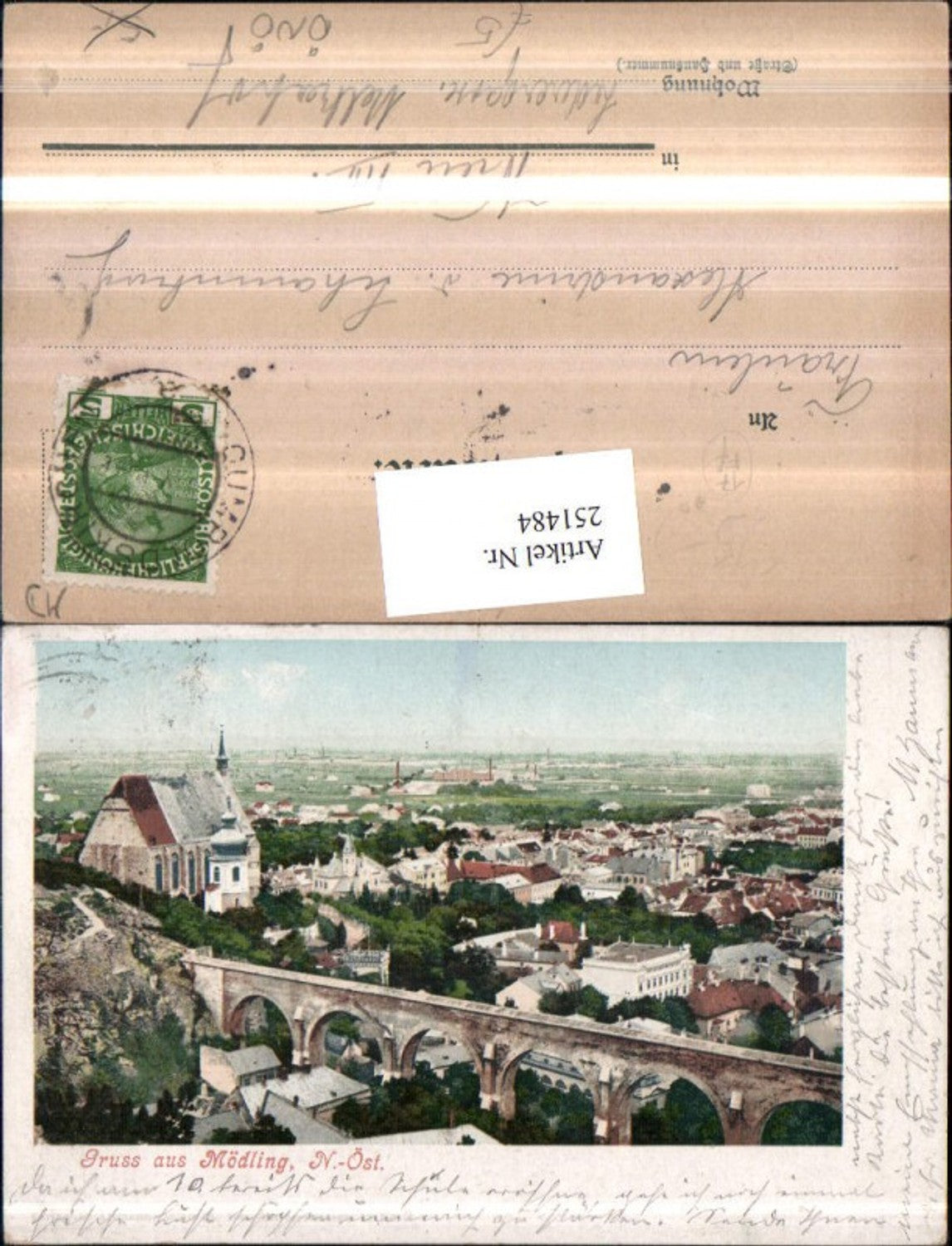 251484,Gruß aus Mödling Totale Viadukt Brücke Kirche