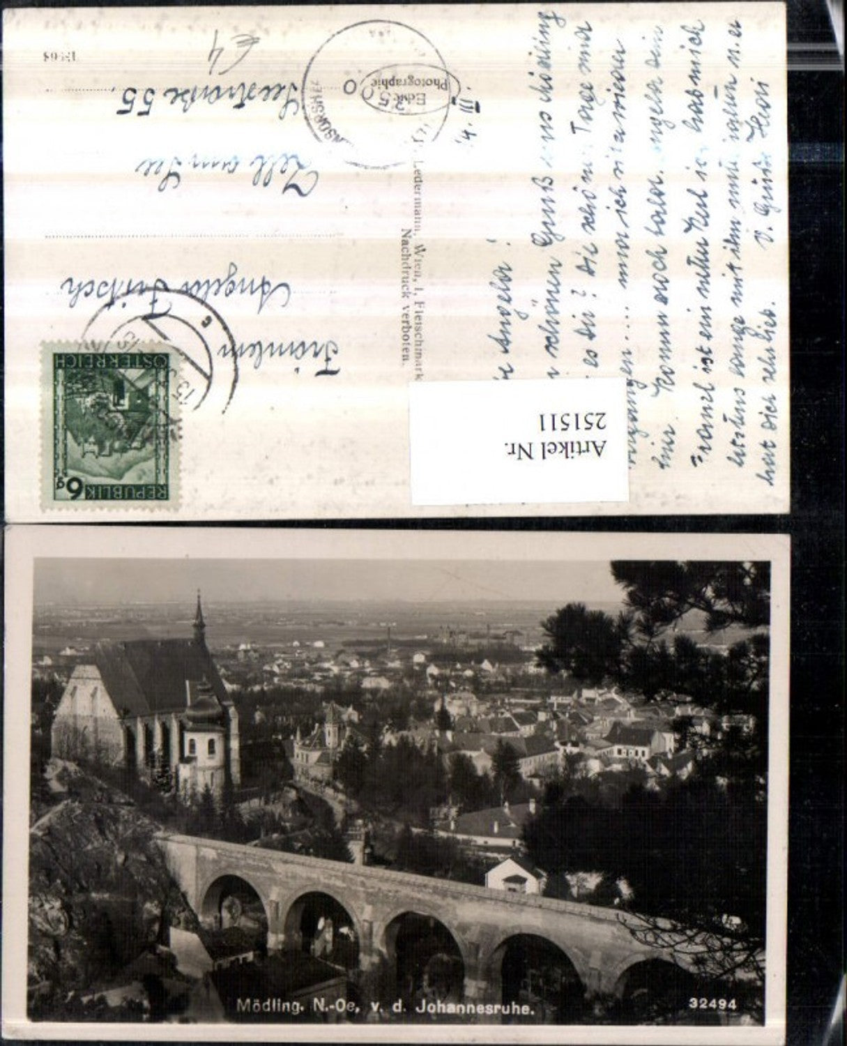 251511,Mödling Totale von d. Johannesruhe Viadukt Brücke Kirche