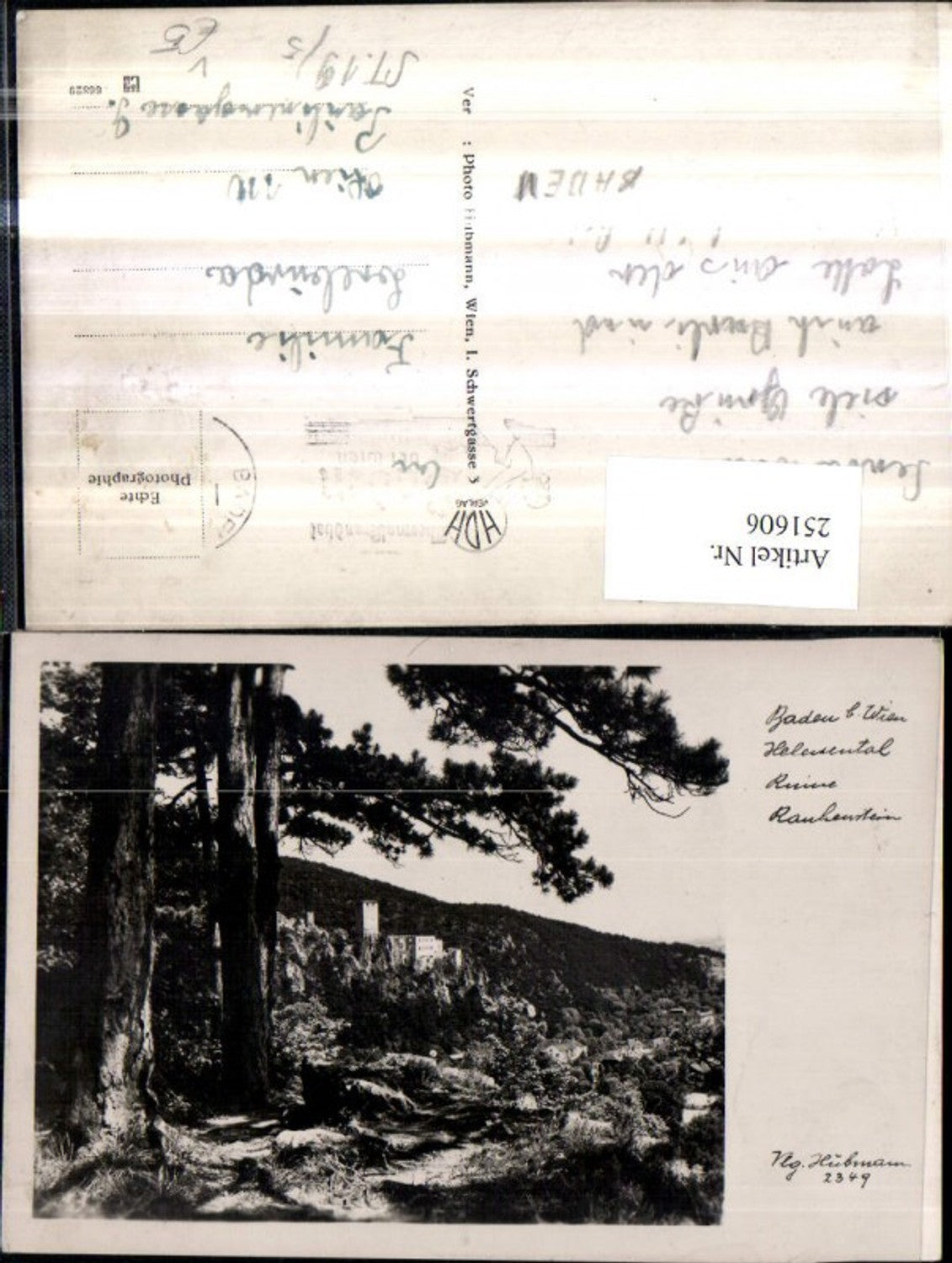 251606,Baden b. Wien Helenental Ruine Rauhenstein pub Foto Hubman 2349