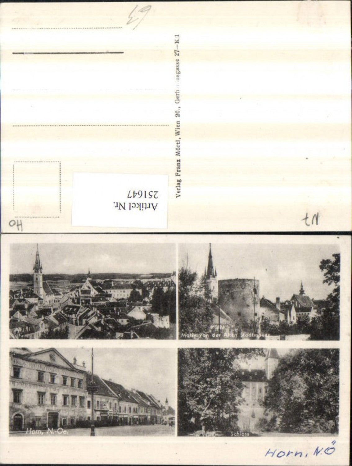 251647,Horn Totale Gericht Schloss Stadtmauer Turm Kirche Mehrbildkarte