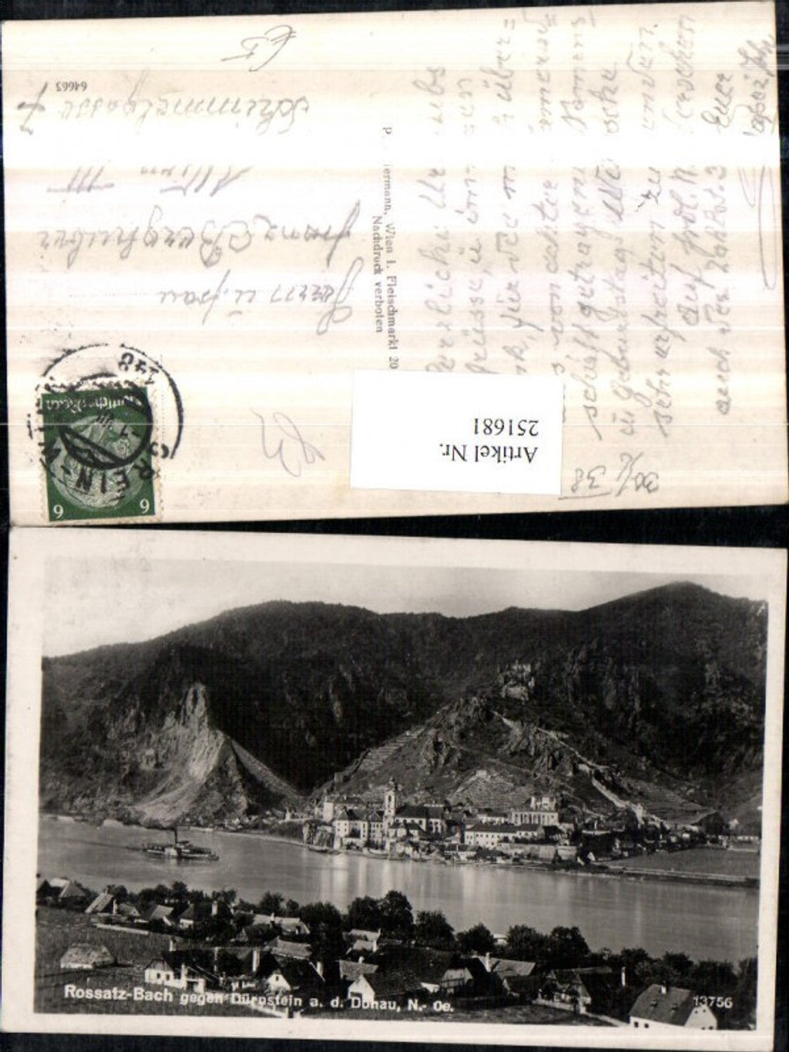 251681,Rossatz-Bach Totale geg. Dürnstein an d. Donau Totale m. Ruine