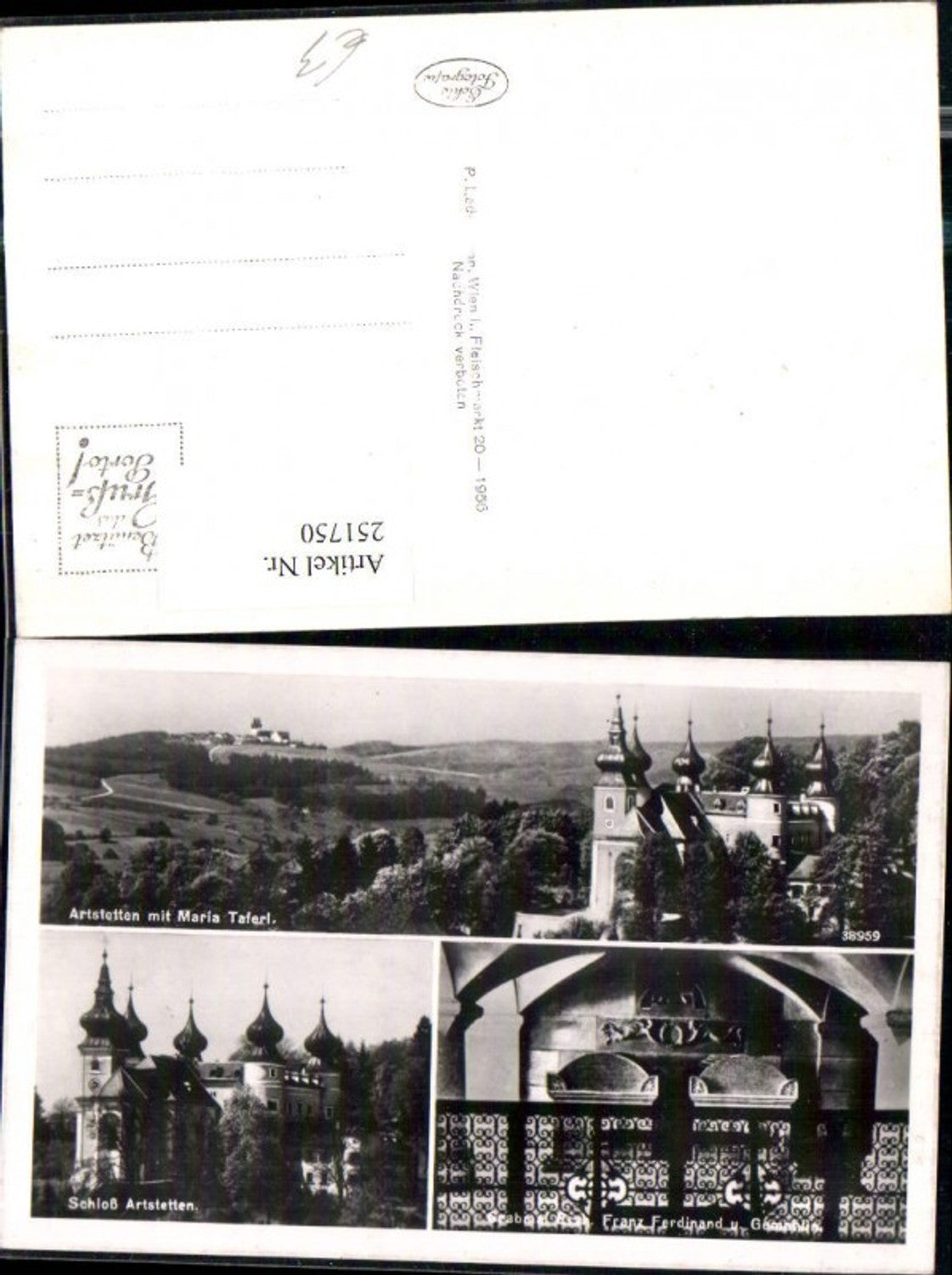 251750, Artstetten Castle with Maria Taferl, Tomb of Archduke Franz Ferdinand and wife, multi-view postcard