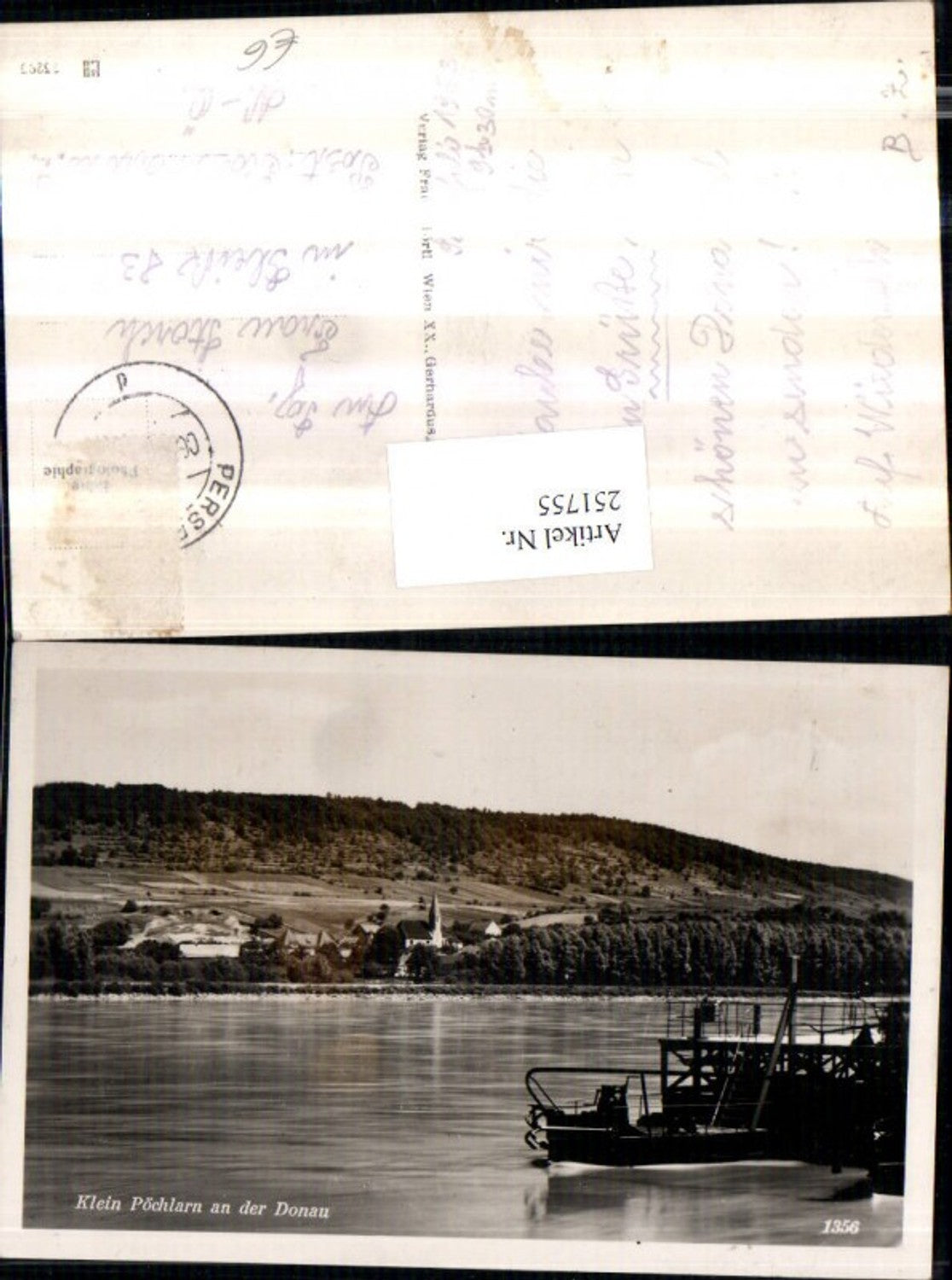 251755, Klein Pöchlarn on the Danube, partial view of boat