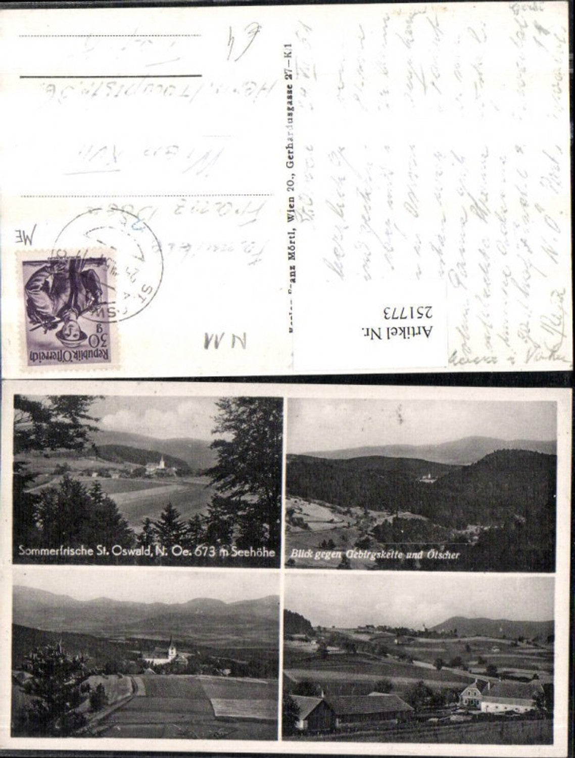 251773, St. Oswald Total view towards mountain range and Ötscher Multi-view map