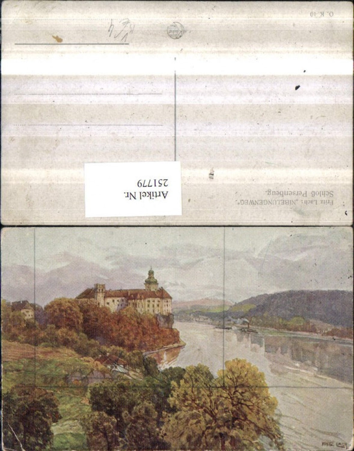 251779, Artist AK Fritz Lach Nibelungenweg Persenbeug Castle Ybbs pub Kilophoto