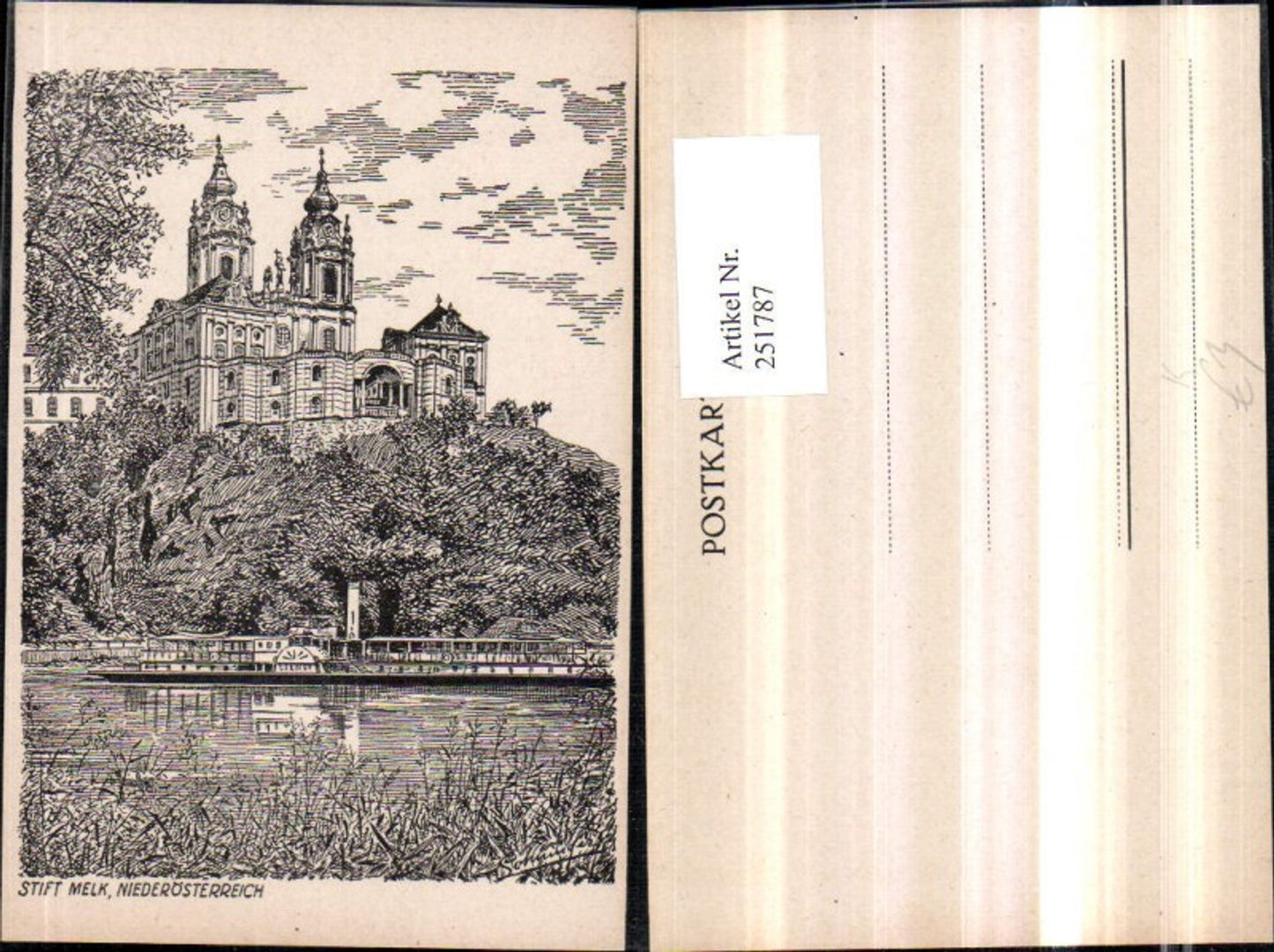 251787, Artist AK Sohninger Melk Abbey Steamer