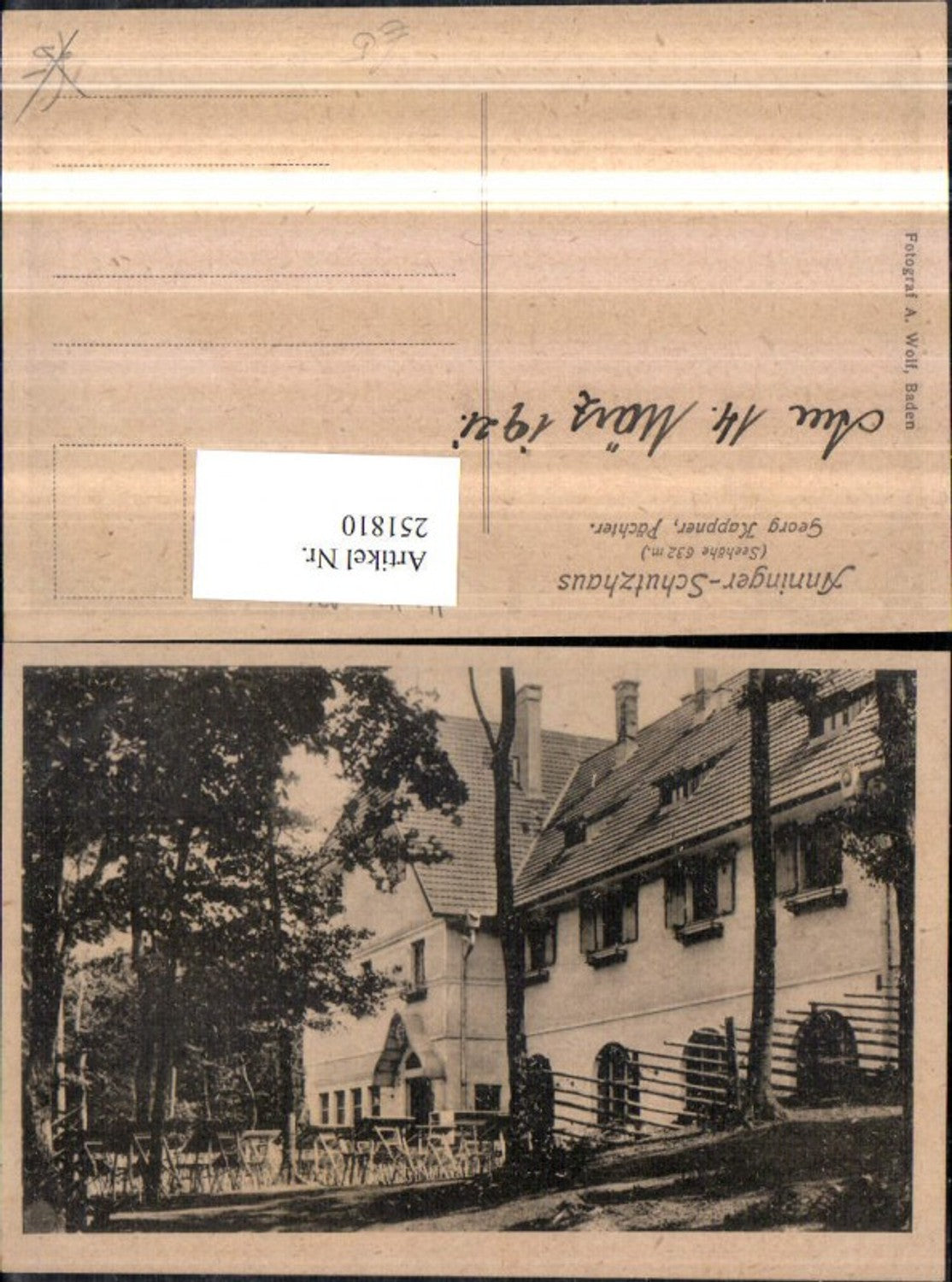 251810,Anninger-Schutzhaus b. Mödling Pächter Georg Kappner