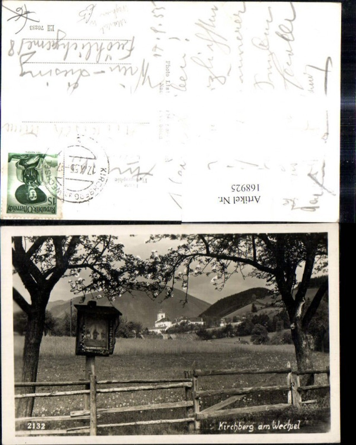 168925,Foto Ak Kirchberg a. Wechsel Marterl Wegkreuz