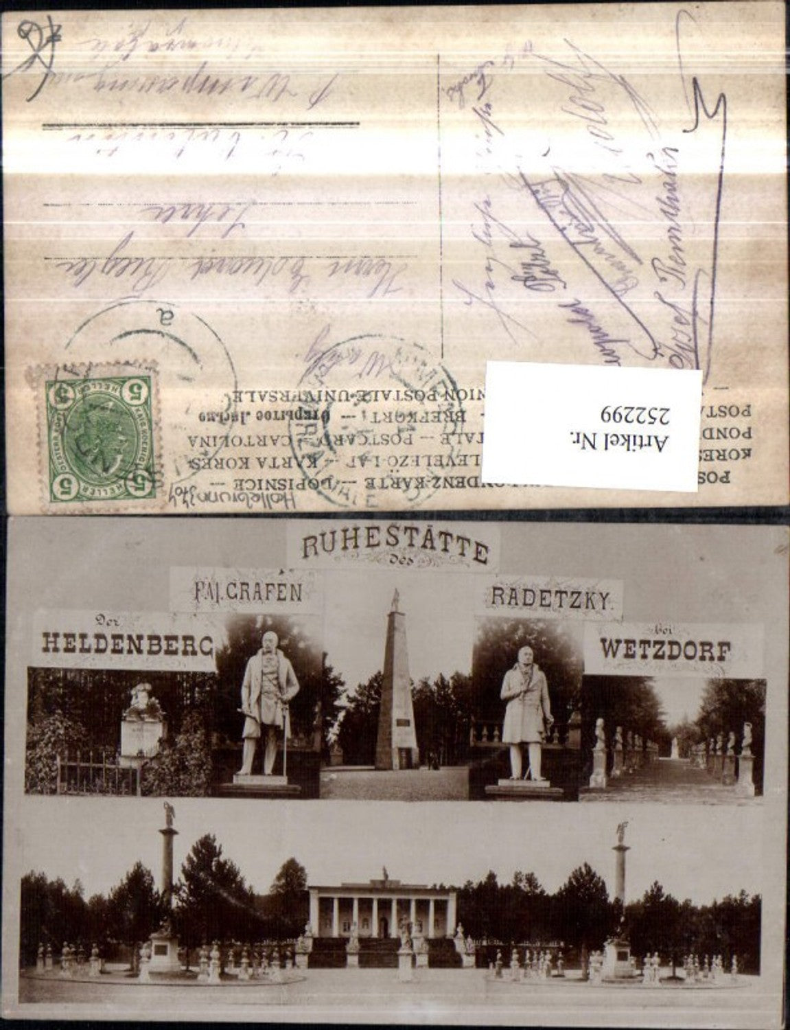 252299,Heldenberg b. Wetzdorf Ruhestätte Grafen Radetzky Büsten Säulen Mehrbildkarte