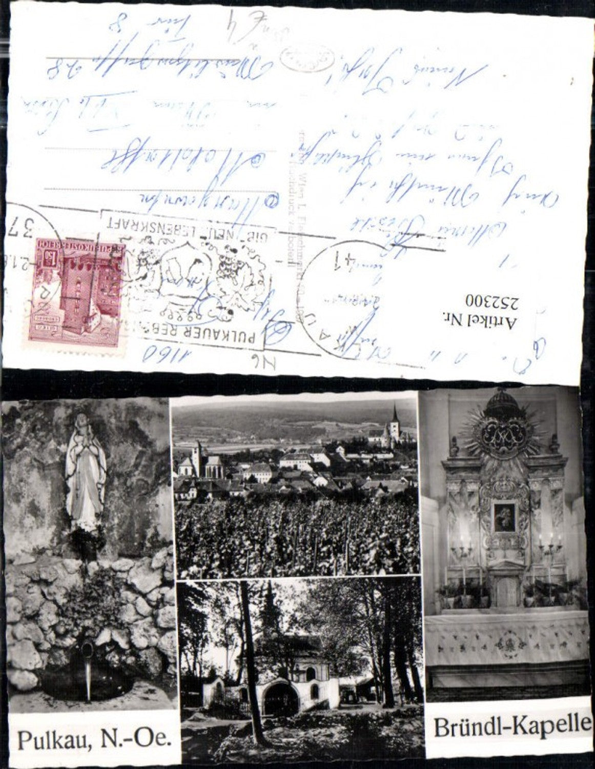 252300,Pulkau Totale Bründl-Kapelle Innenansicht Marienstatue Mehrbildkarte