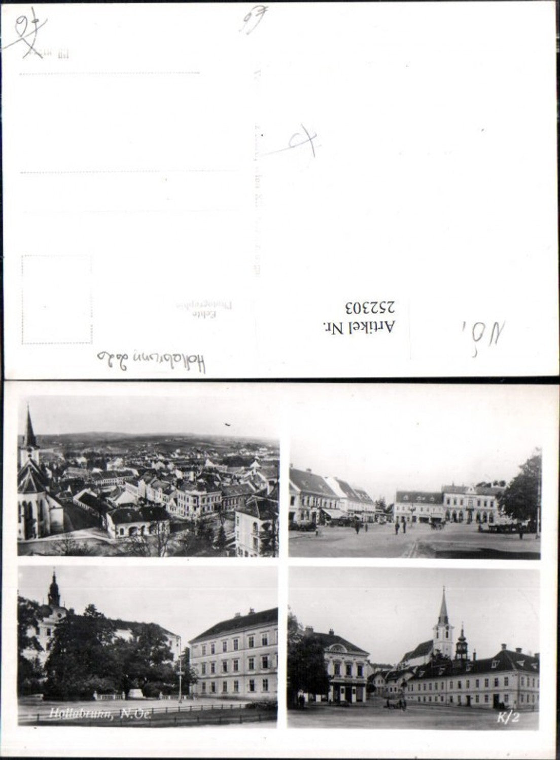 252303,Hollabrunn Totale Kirche Rathaus Straßenansicht Mehrbildkarte