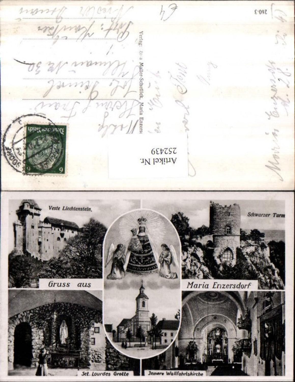 252439,Maria Enzersdorf Kirche Innenansicht Gnadenbild Schwarzer Turm Burg Liechtenstein u. Sct. Lurdes Grotte Mehrbildk