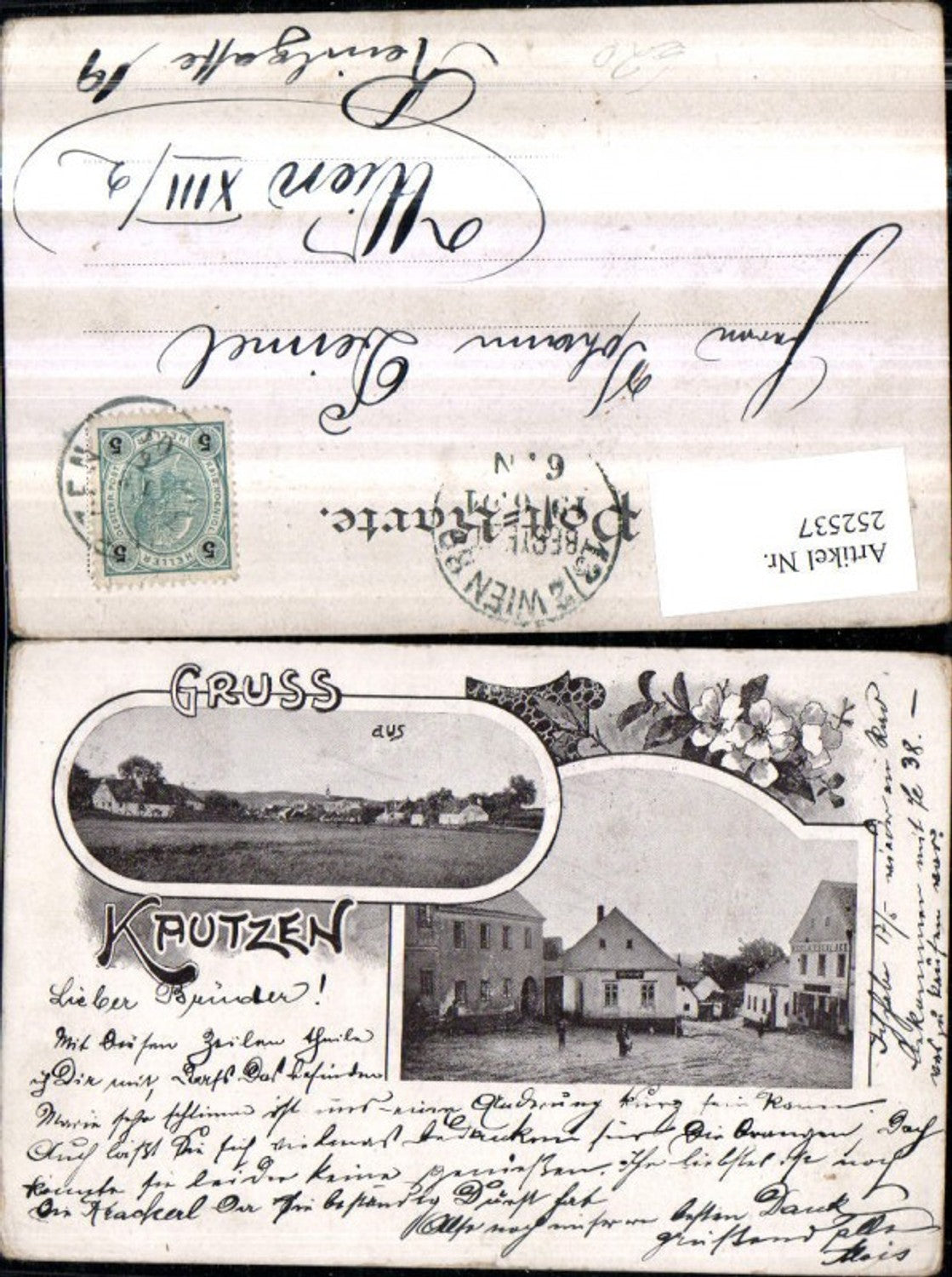 252537,Gruß aus Kautzen Totale Straßenansicht Mehlniederlage Mehrbildkarte Passepartout