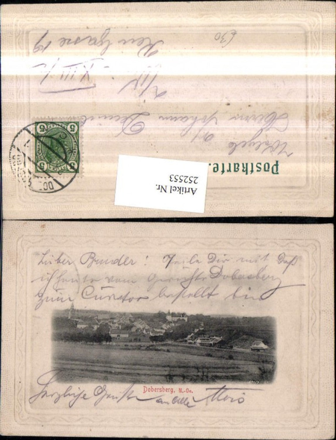 252553,Präge AK Dobersberg Totale m. Schloss