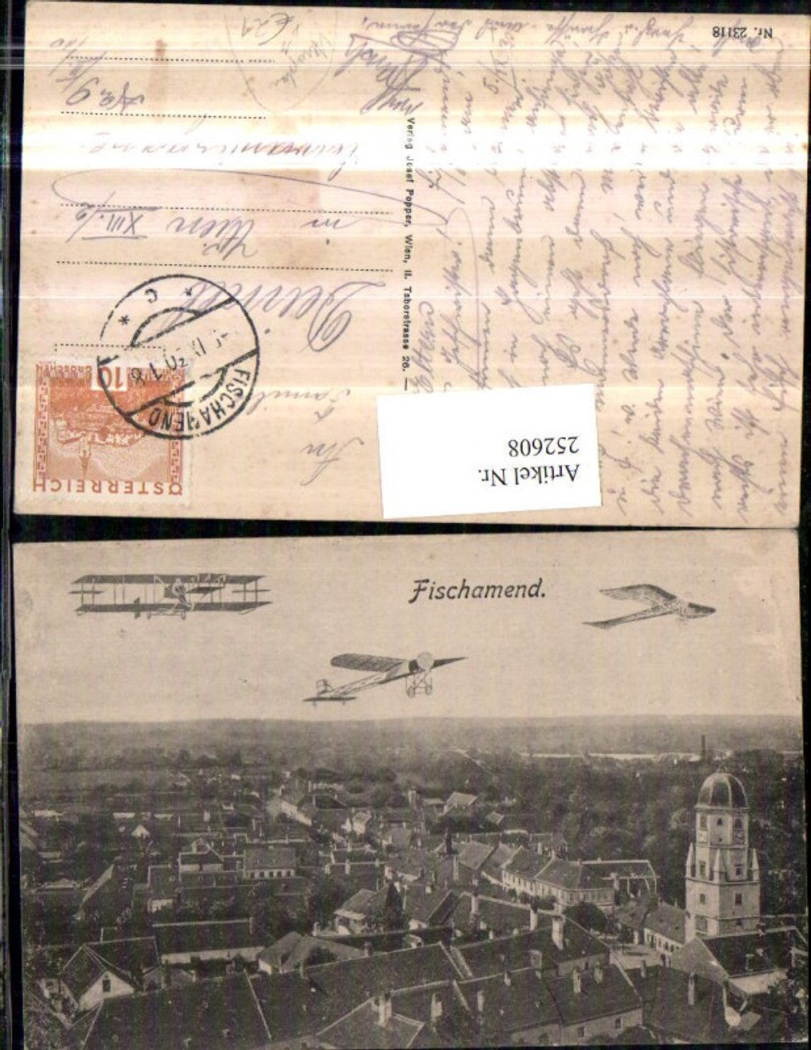252608,Fischamend Totale Aeroplan Doppeldecker Flugzeuge pub Josef Popper 23118