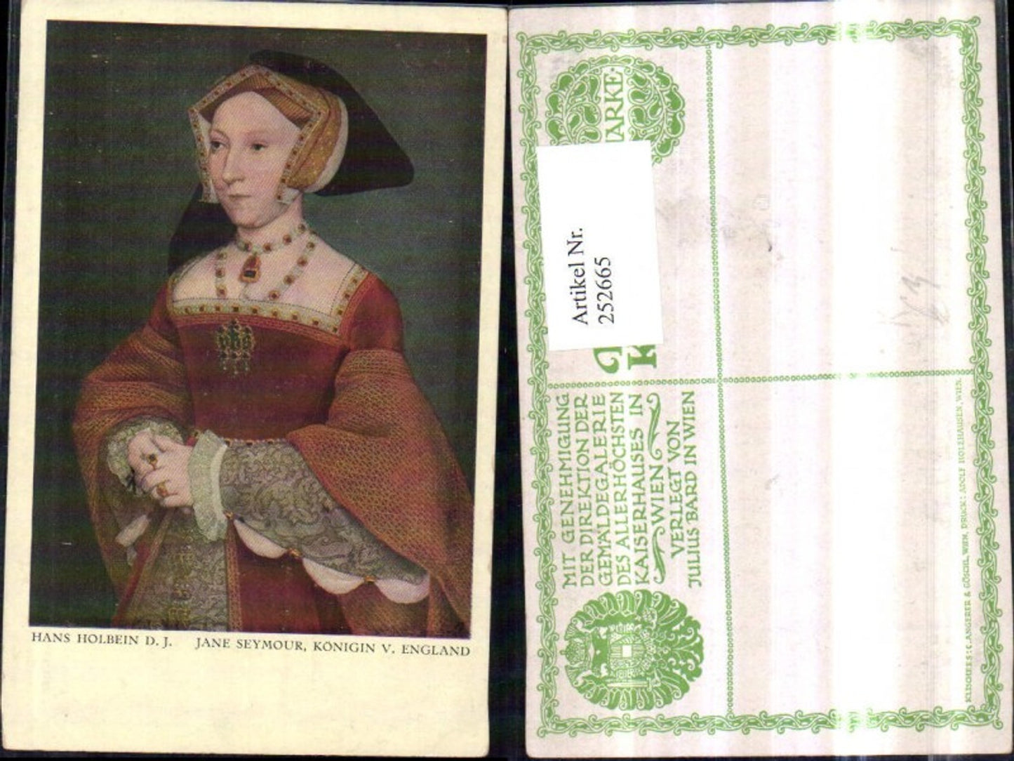 252665,Künstler AK Hans Holbein D. J. Jane Seymour Königin von England Portrait