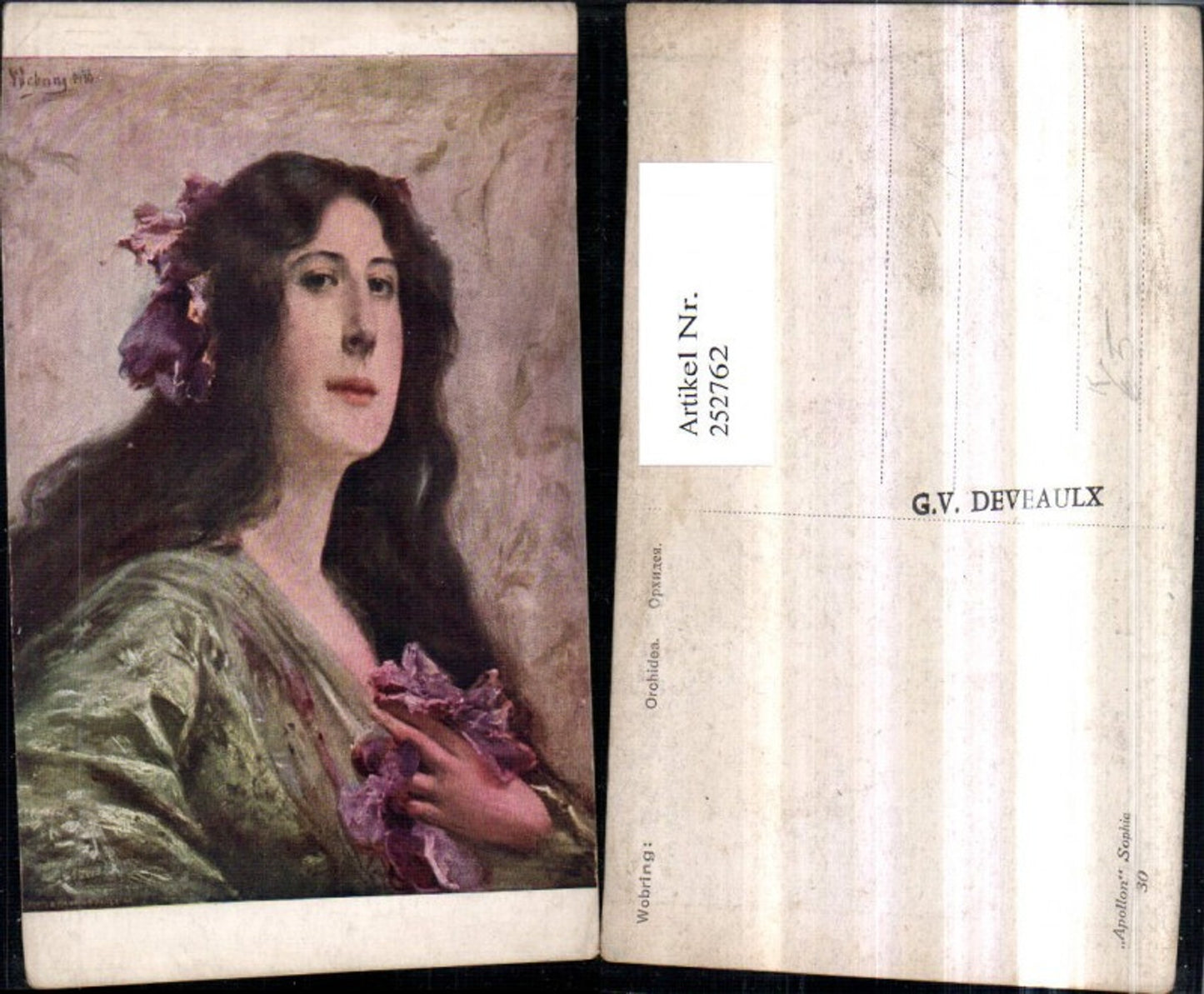 252762,Künstler AK Wobring Orchidea Frau m. Langen Haar Portrait