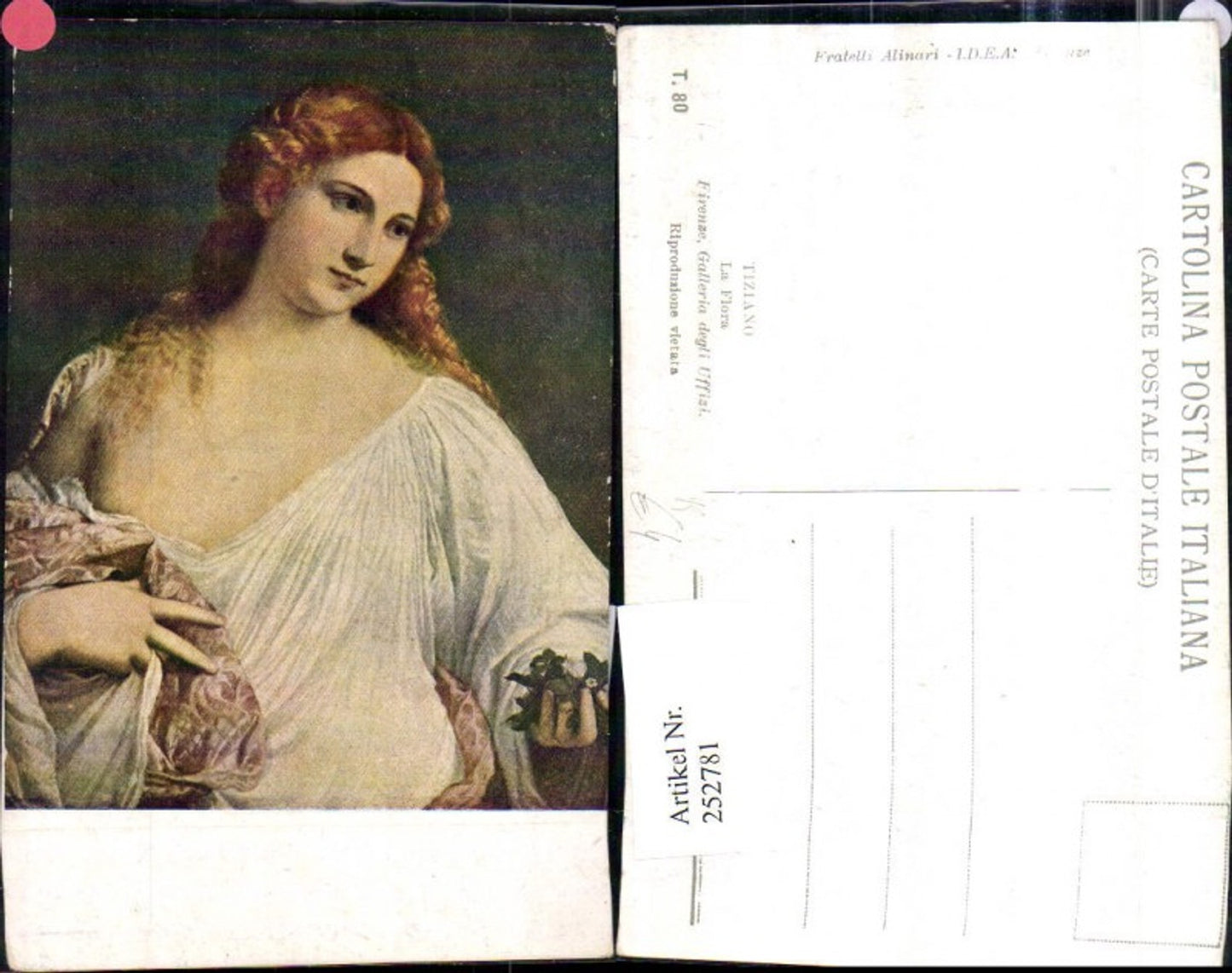 252781,Künstler AK Tiziano La Flora Frau m. Kleid Portrait