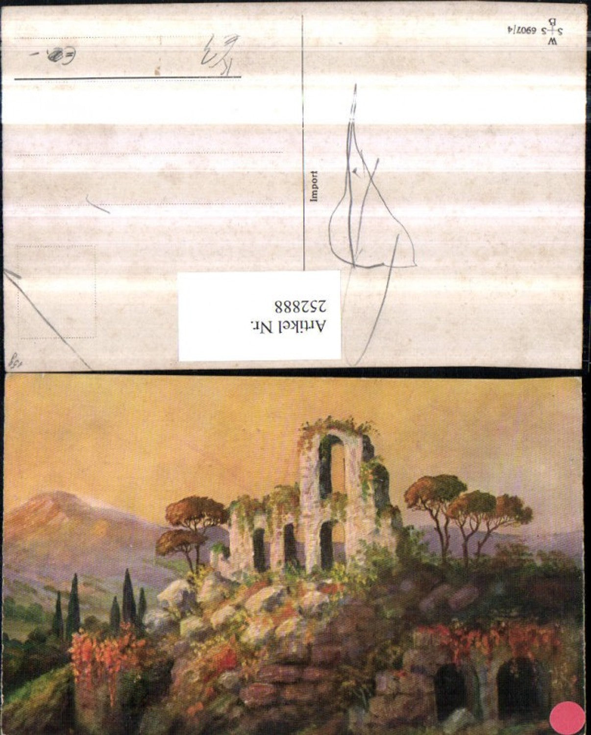 252888,Künstler AK Ruine Landschaft Partie