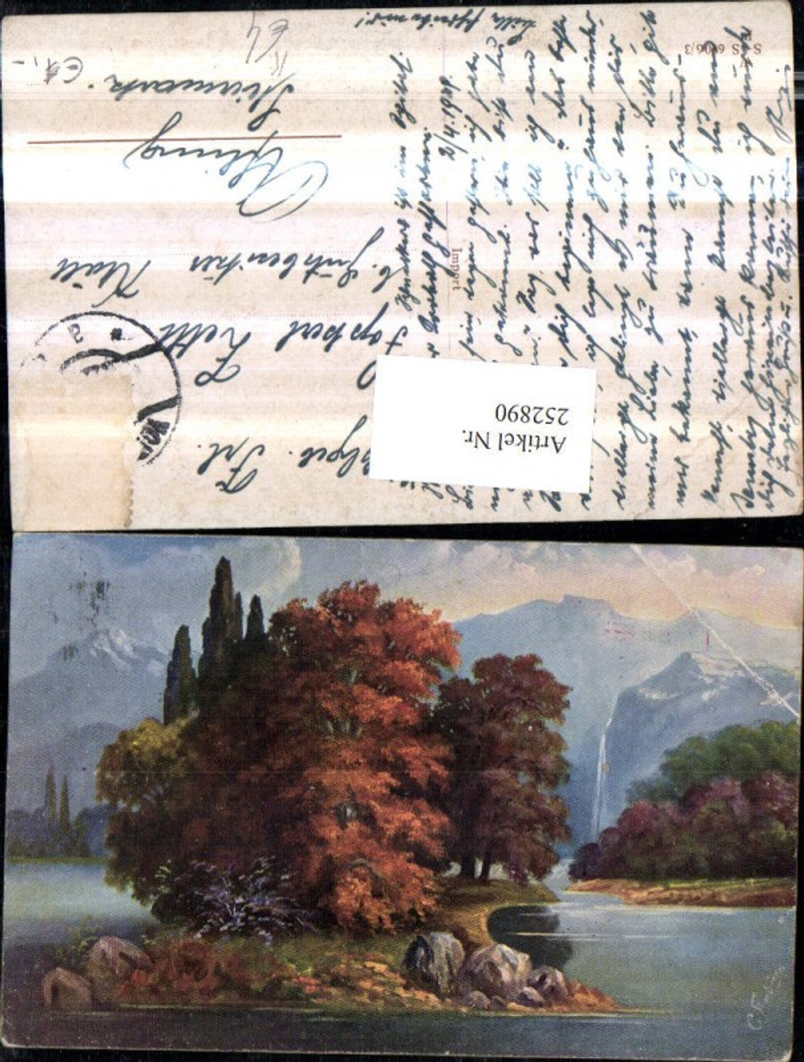 252890,Künstler AK G. Fiebiger Landschaft Insel Partie